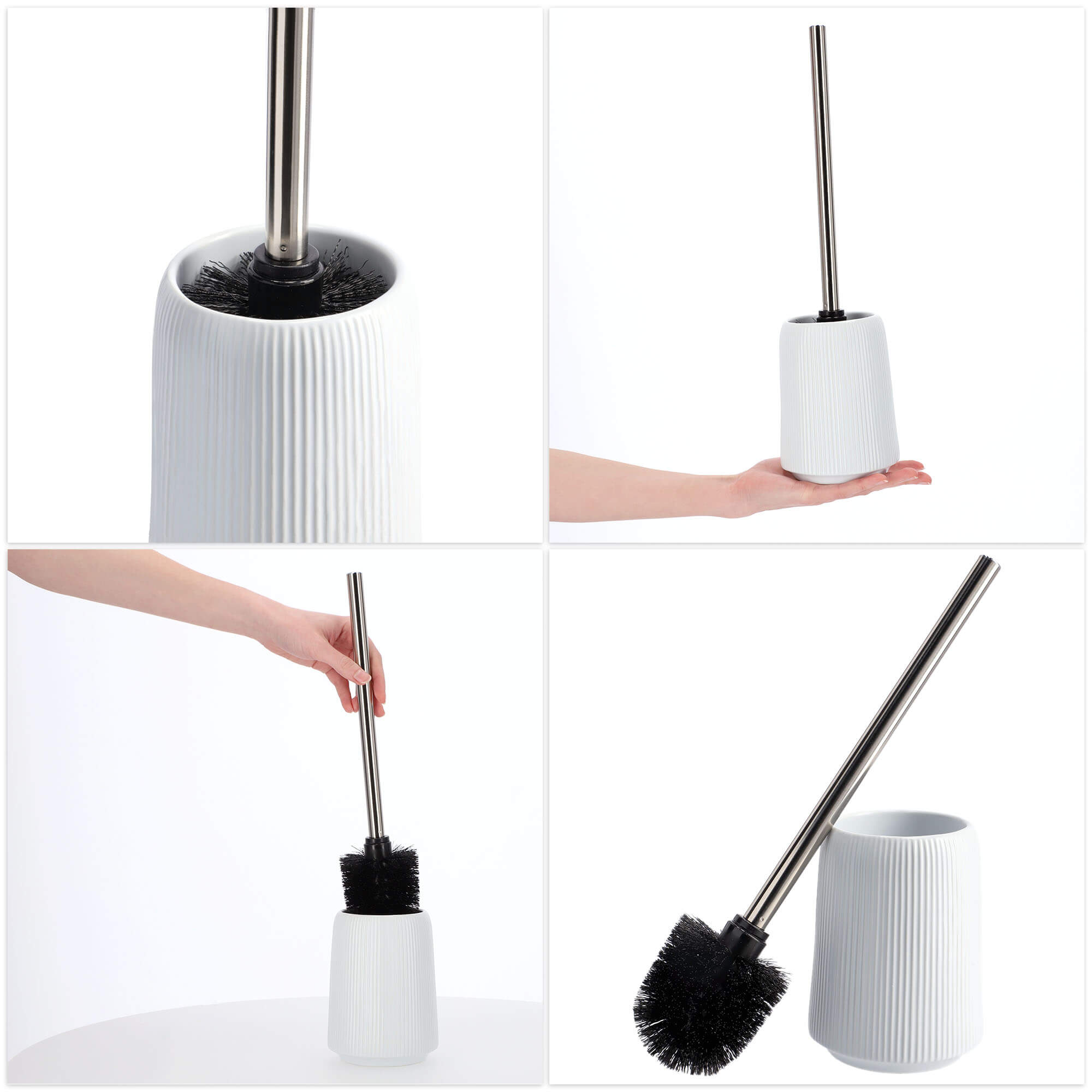 Szczotka do WC Mataro z pojemnikiem 41 cm, biała
