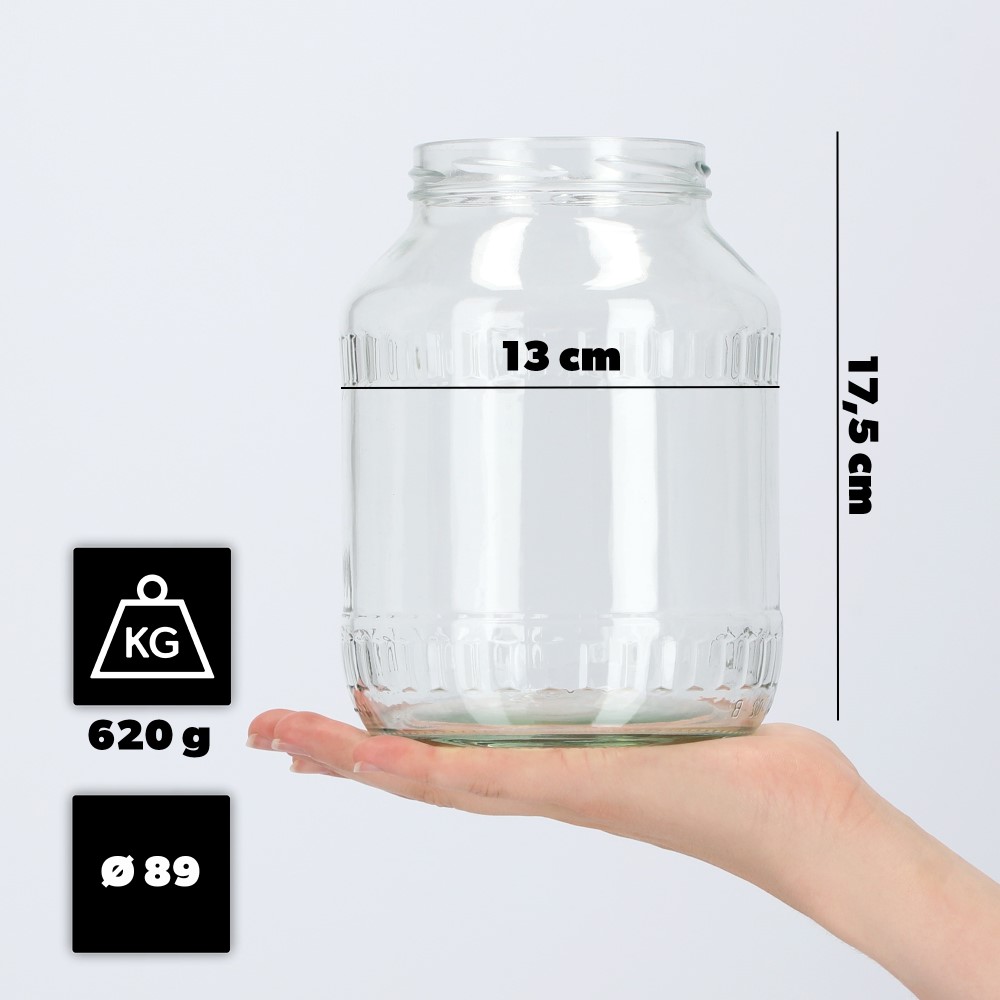 Szklany słój Boro 1,7L 89 mm bez wieczka 12szt