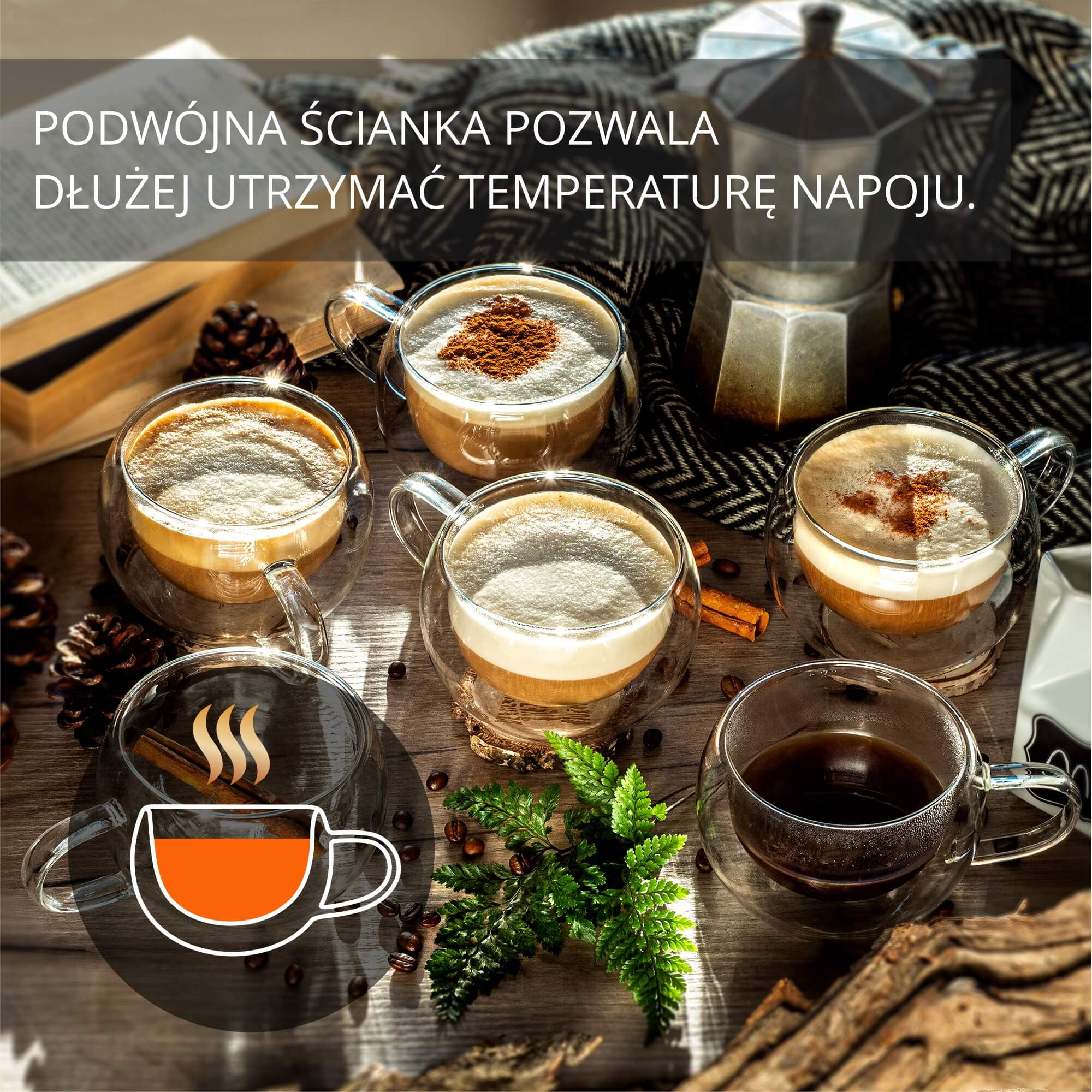 Filiżanki termiczne z podwójną ścianką Forli 280 ml, 4 szt.