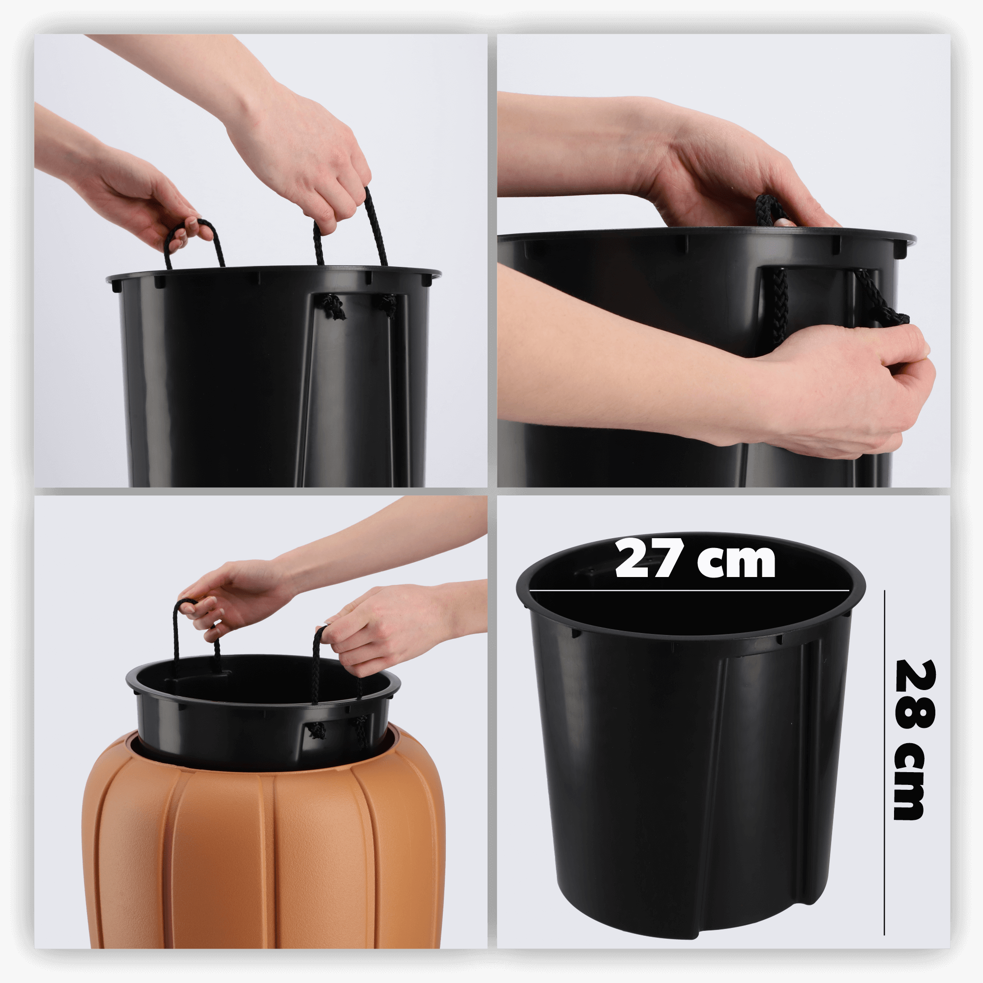 Donica na kwiaty z wkładem Pale 40 cm, terrakota