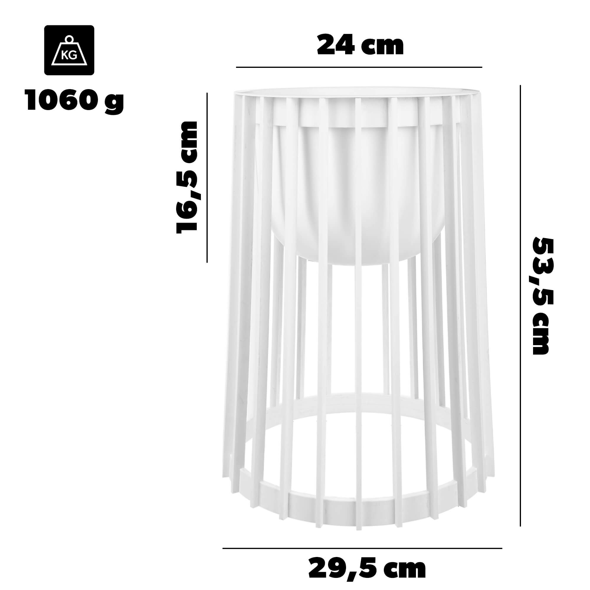 Kwietnik dwustronny Aytre 54 cm biały + wkład