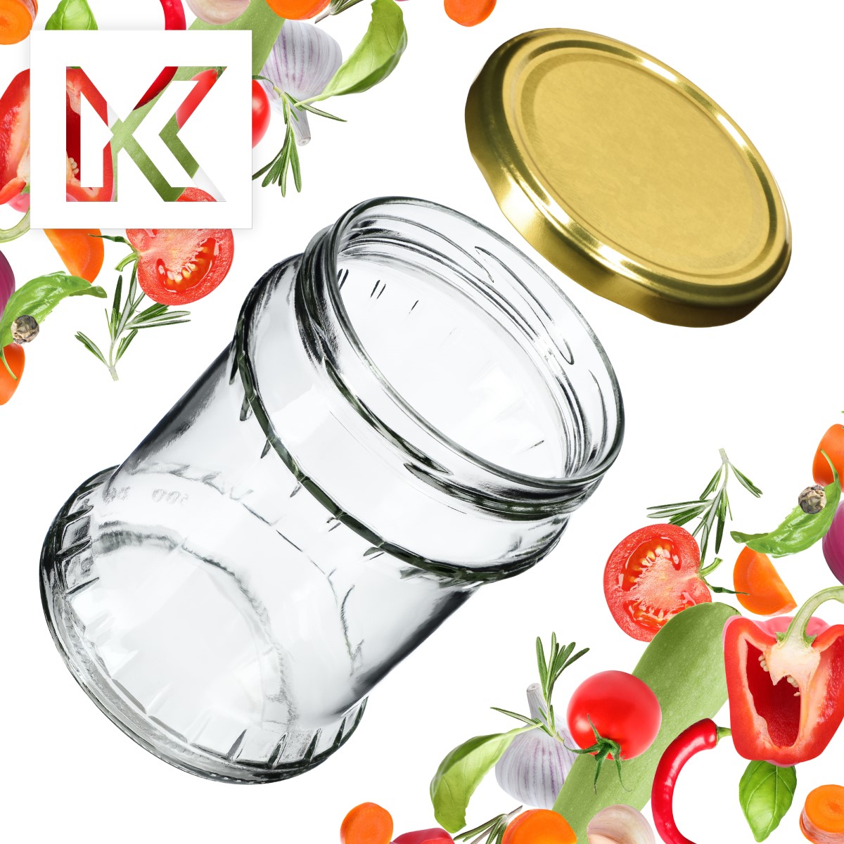 Słoiki na przetwory Kisko 500ml 8szt fi 82 mm + wieczka złote