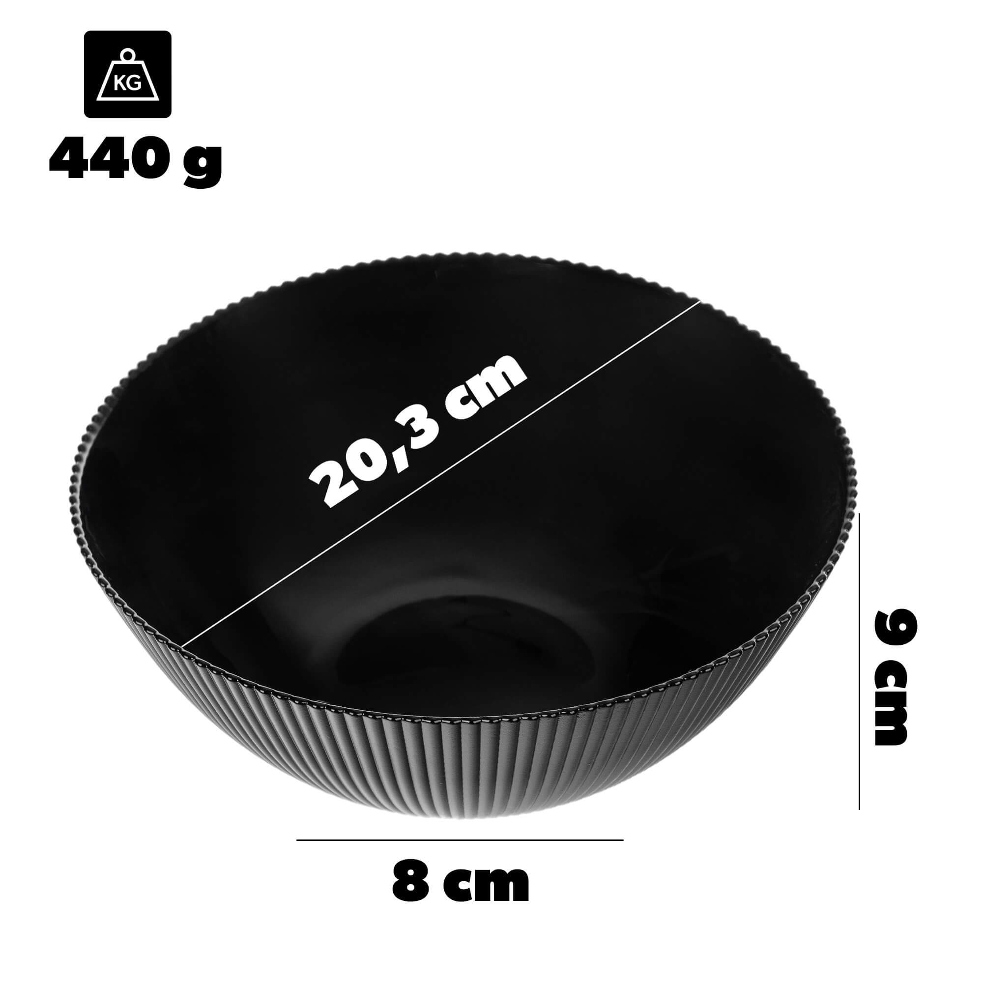 Zestaw obiadowy Regno salaterka 20 cm + talerz deserowy + talerz płytki czarny 1 kpl.