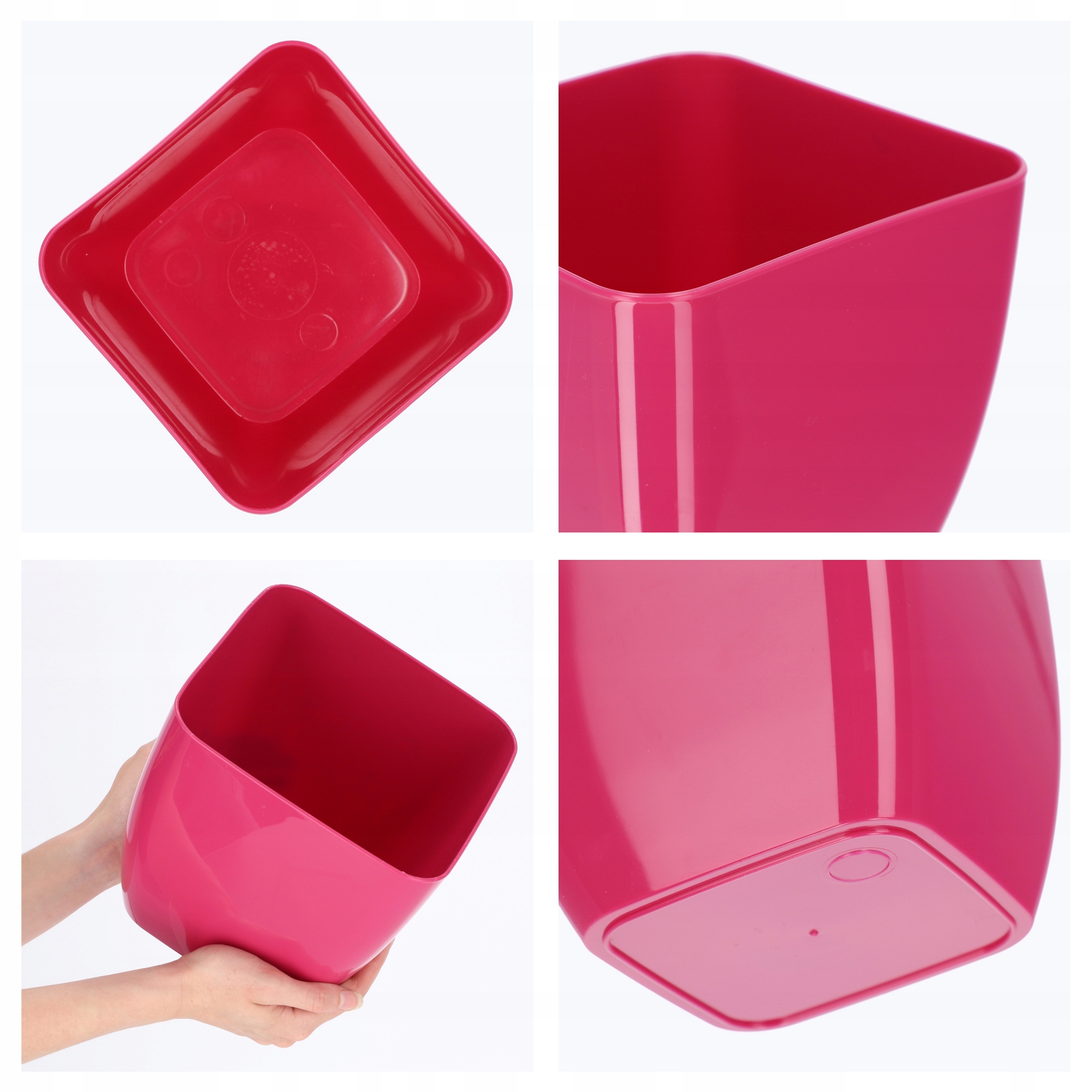 Doniczka kwadratowa Borgo 20 cm, różowa