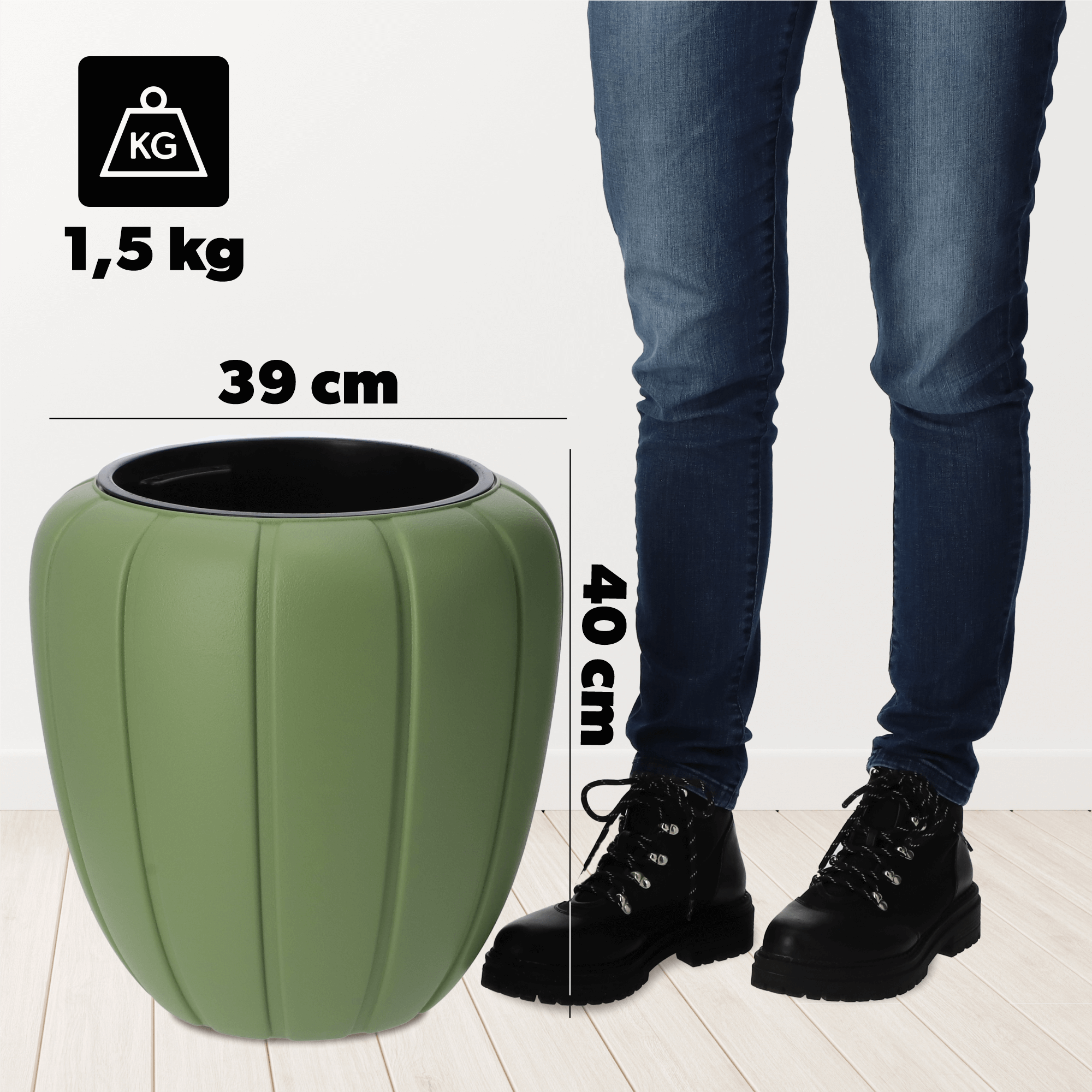 Donica na kwiaty z wkładem Pale 40 cm, zieleń