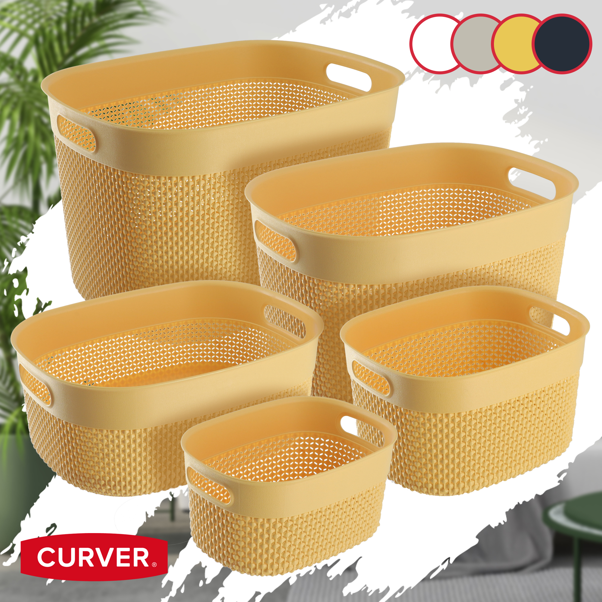 Koszyk prostokątny 18L Curver Filo, żółty