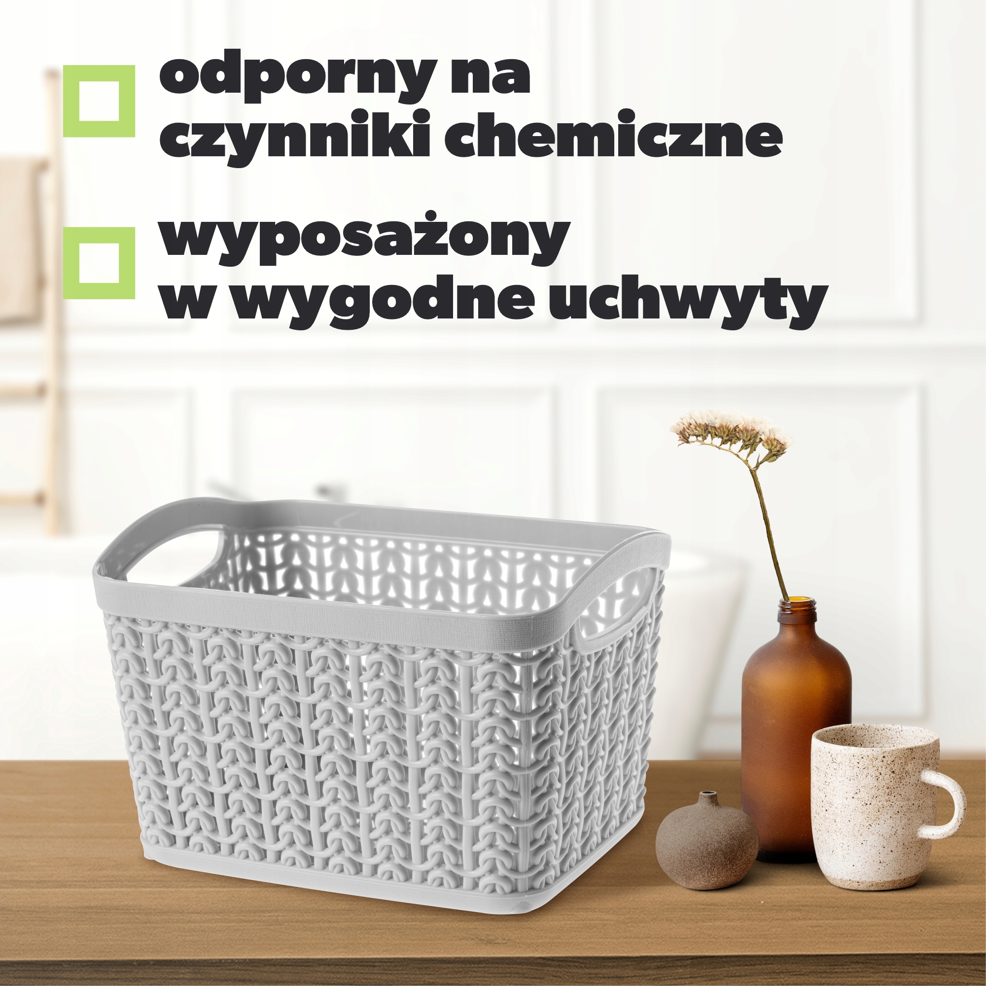 Koszyk plastikowy prostokątny Fonti 3.3L, szary
