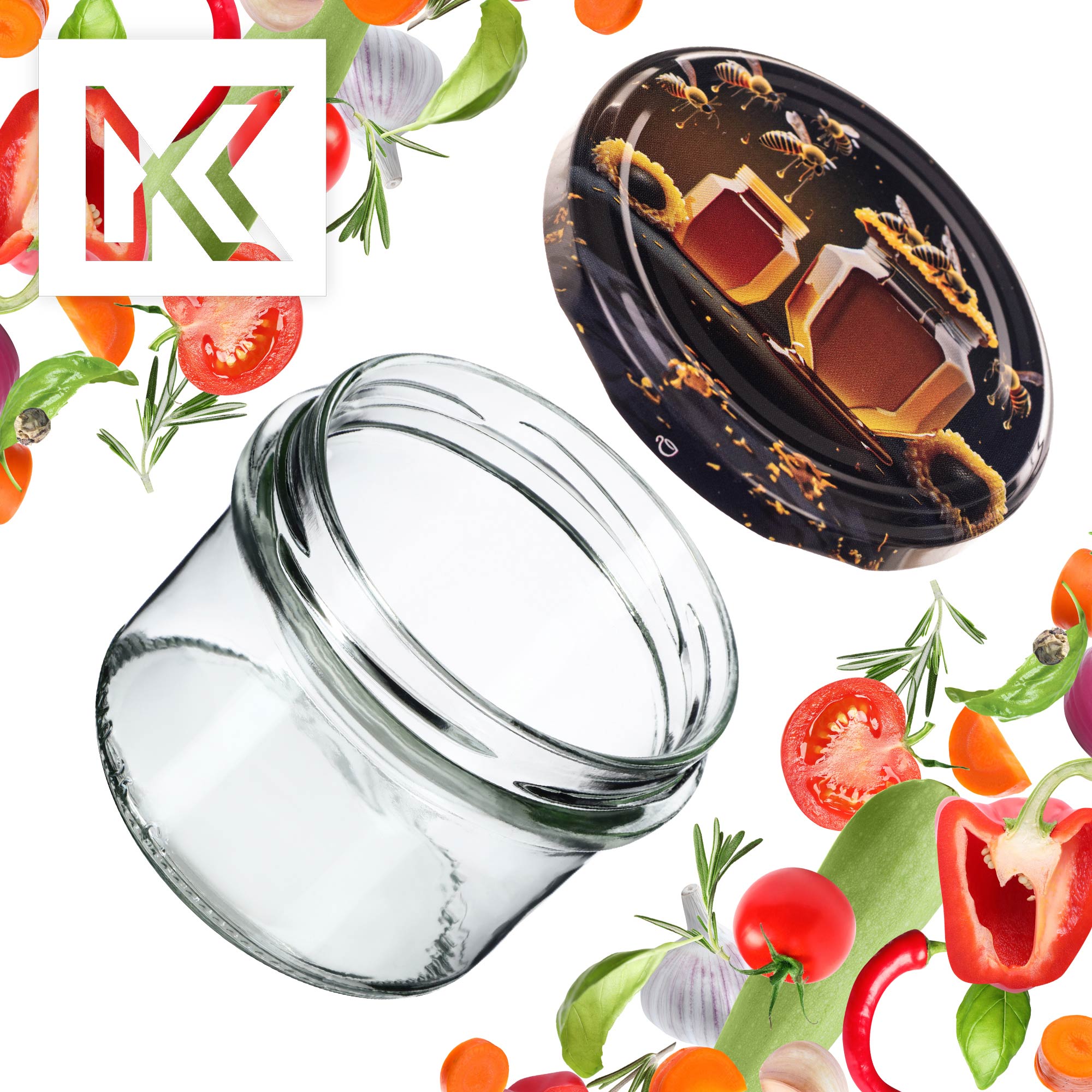 Słoiki na przetwory Tartu 235ml 10szt 82mm + wieczka "Czarny miód"