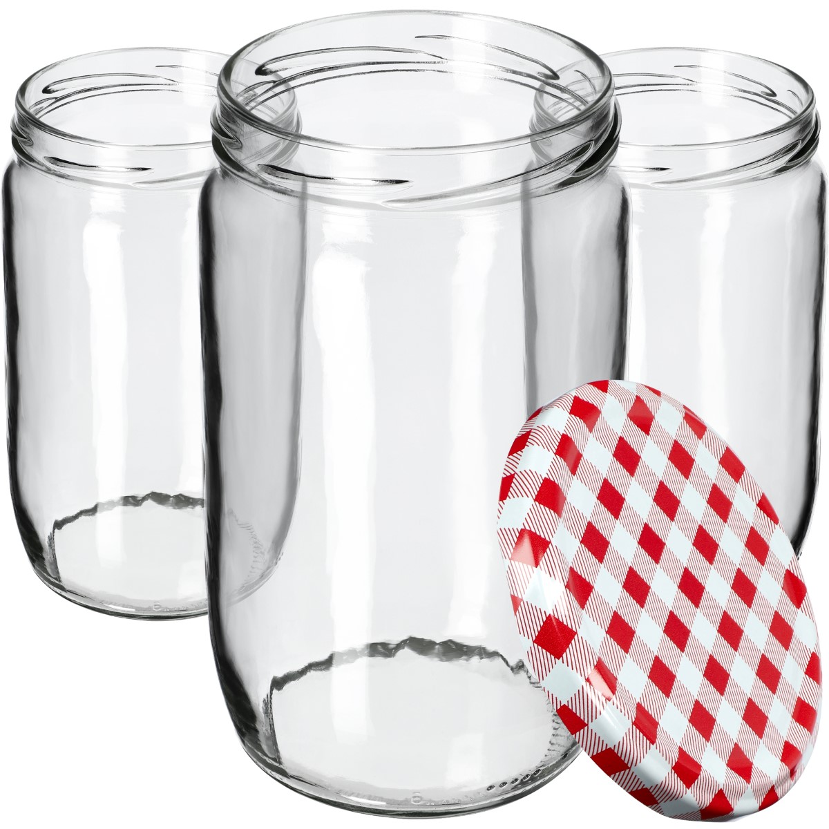 Słoiki Niva 720ml 24szt fi 82 mm + wieczka "Czerwona Krata"