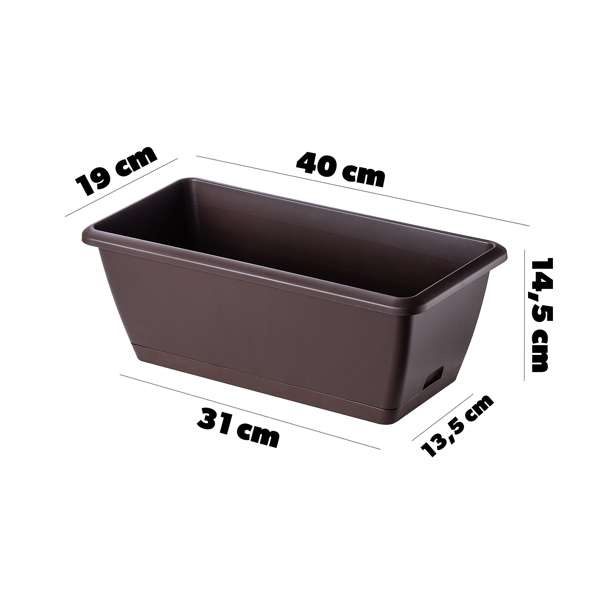 Skrzynka balkonowa Perama 40 cm, brązowa