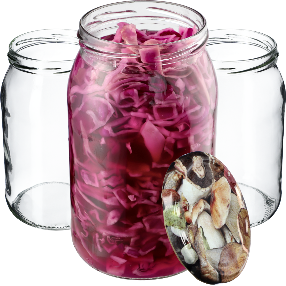Słoiki na przetwory Simo 900ml 48szt fi 82 mm + wieczka "Grzyby"