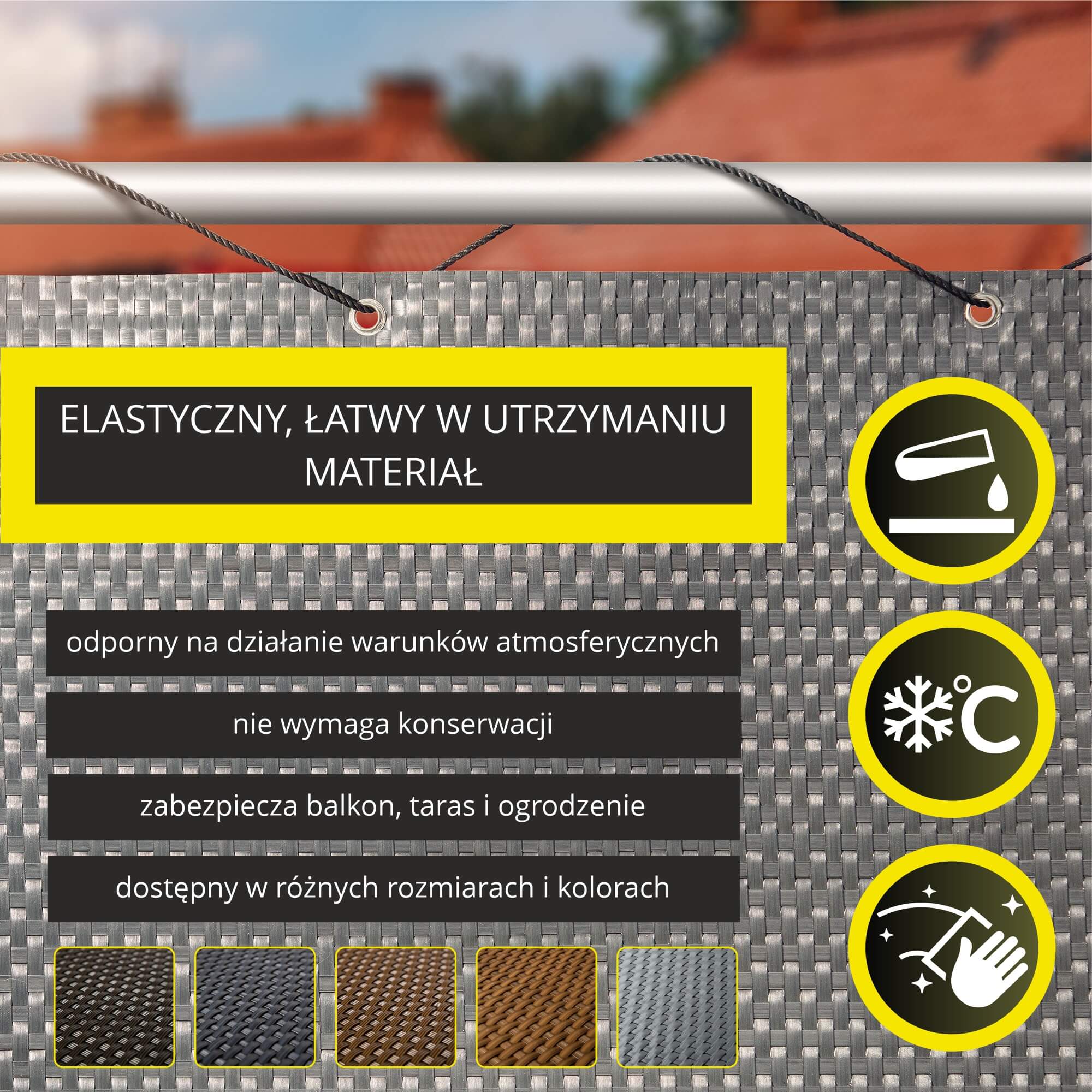 Osłona balkonowa Espa 90 x 300 cm, antracyt