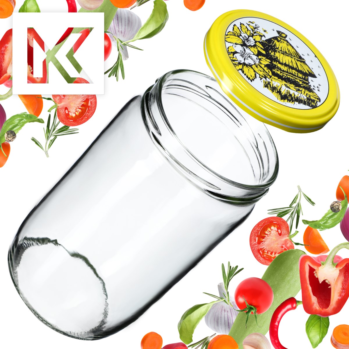 Słoiki na przetwory Niva 720ml 48szt fi 82 mm + wieczka "Pszczoły"