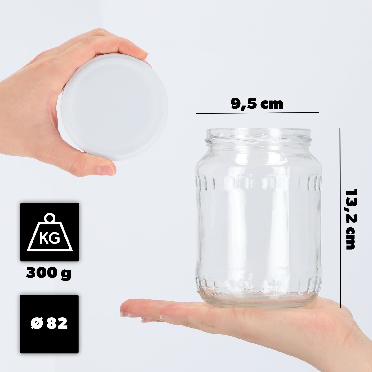 Słoiki na przetwory Jukka 720ml 16szt fi 82 mm + wieczka białe