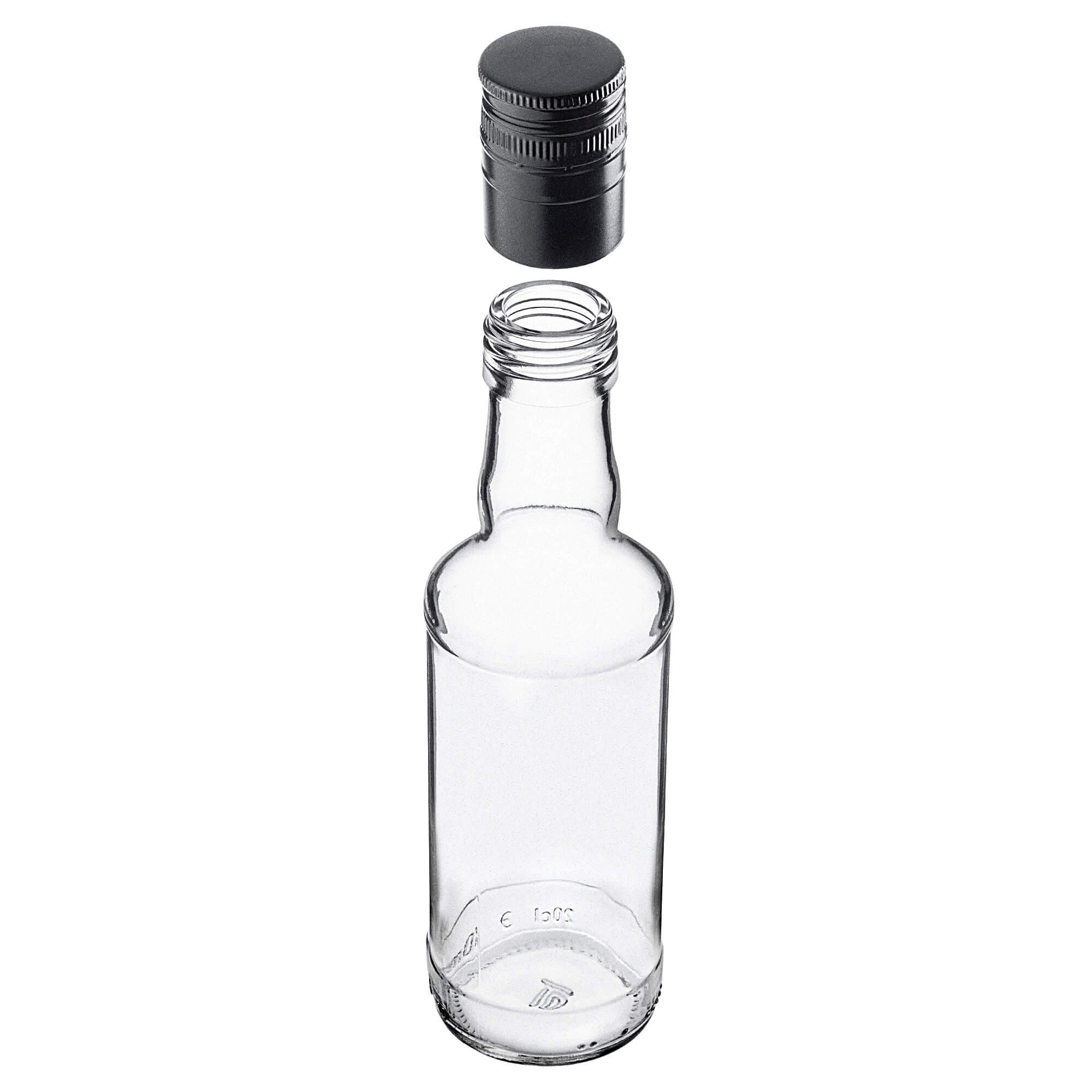 Szklana butelka Monopol 200ml z długą czarną zakrętką 1 szt.