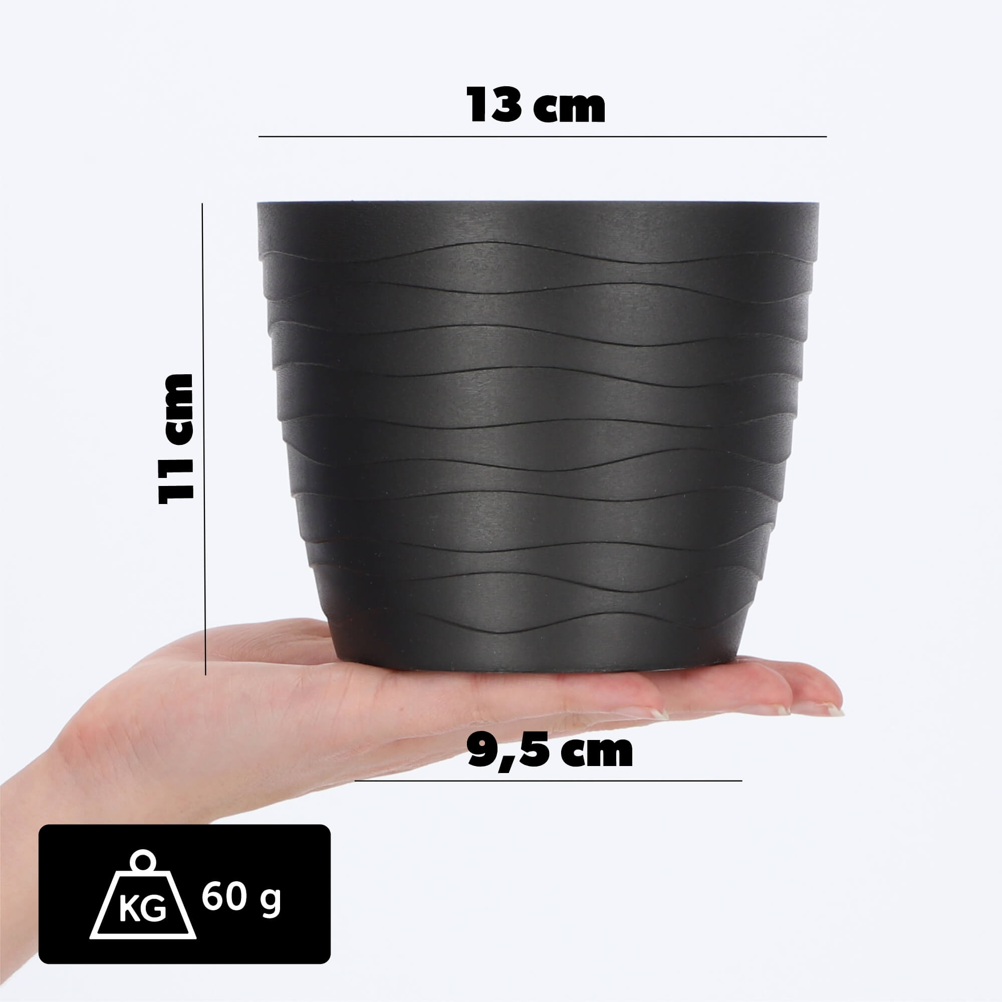 Doniczka okrągła Ufra 13 cm, czarna