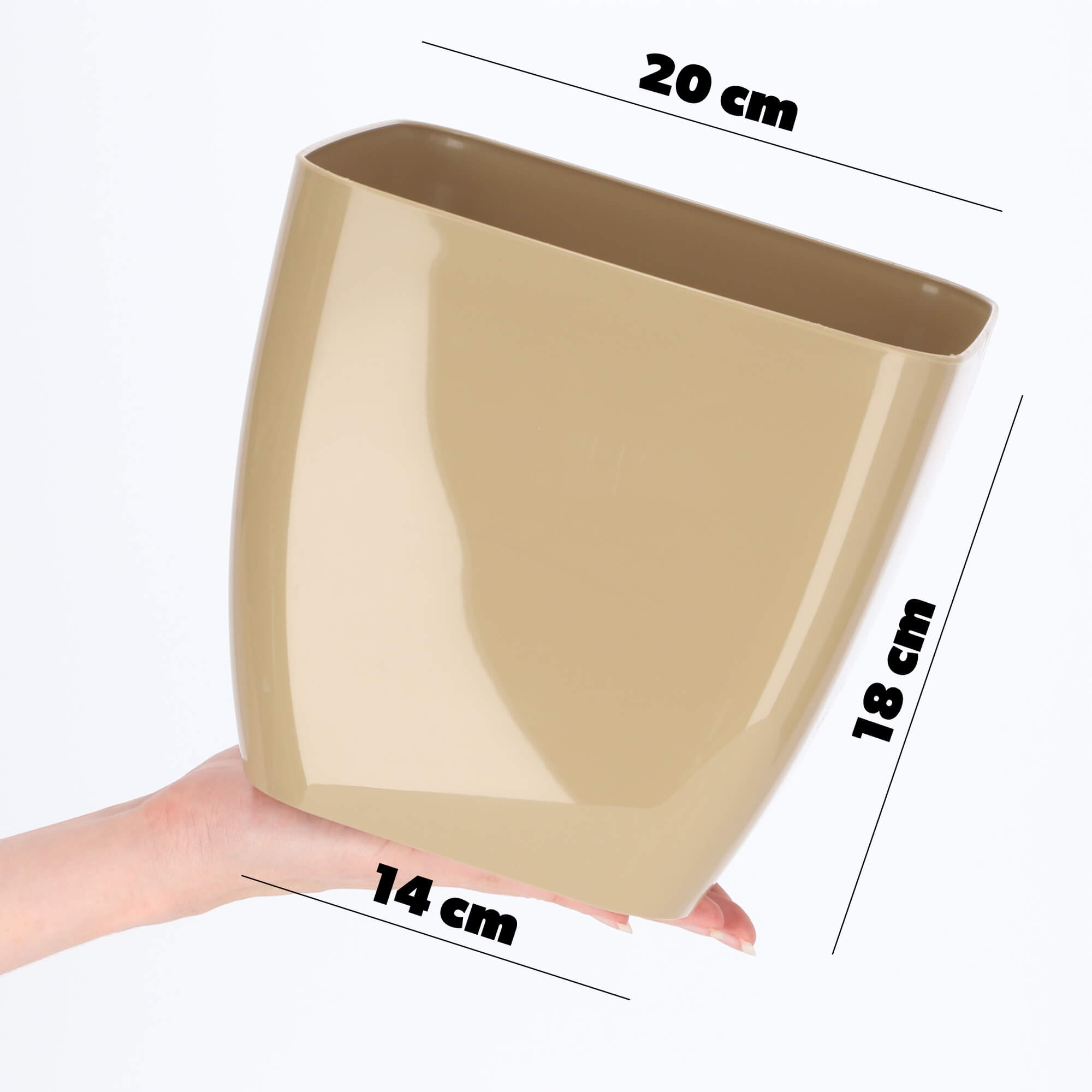 Doniczka kwadratowa Borgo 20 cm, beżowa