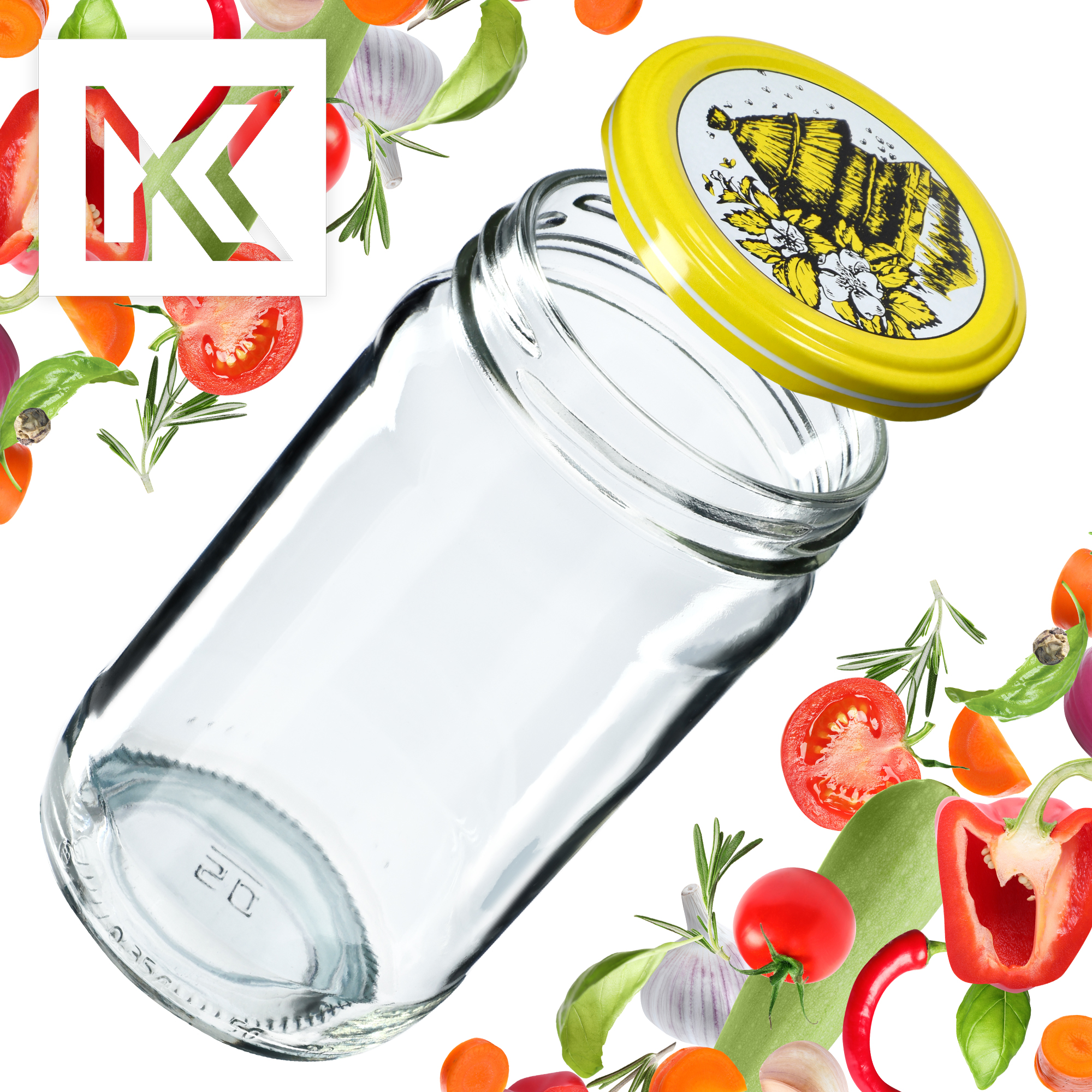 Słoiki na przetwory Gera 350ml fi 66 mm 50szt + wieczka "Pszczoły"