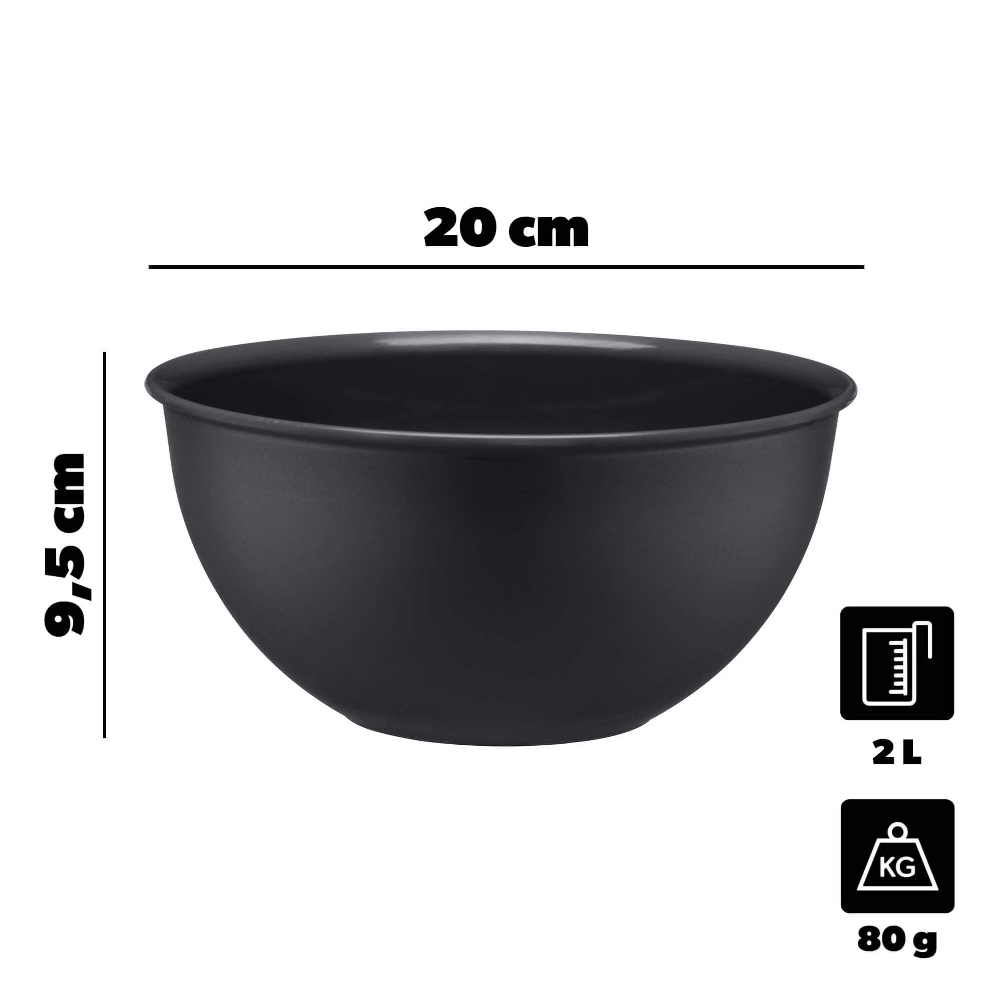 Plastikowa miska kuchenna Musano 2L, antracytowa