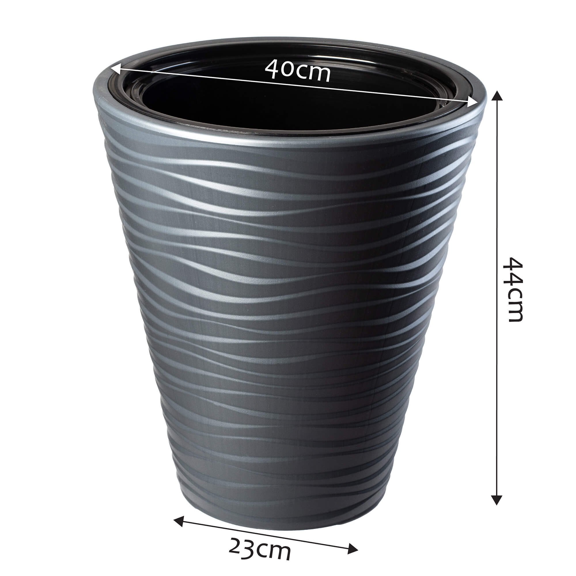 Doniczka okrągła Temara 40 cm antracytowa
