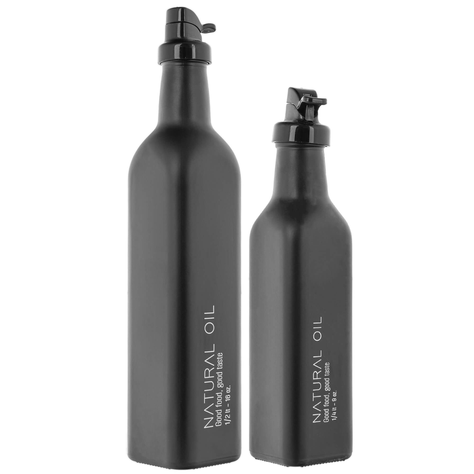 Butelki na oliwę Setri 0,25L + 0,5L, czarne, 2 szt.