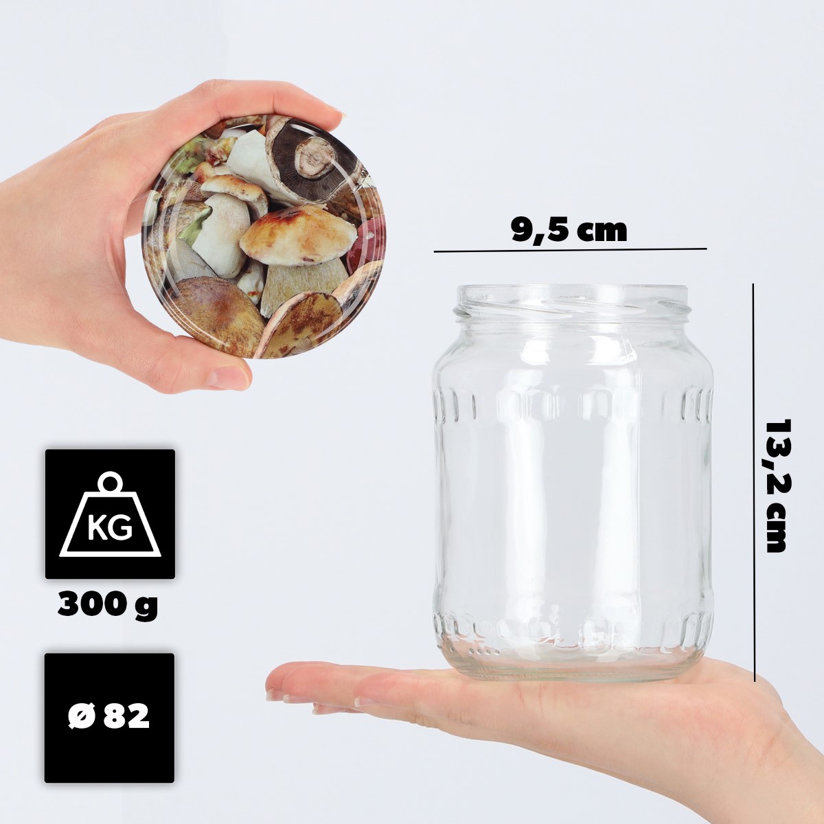 Słoiki na przetwory Jukka 720ml 24szt fi 82 mm + wieczka "Grzyby"