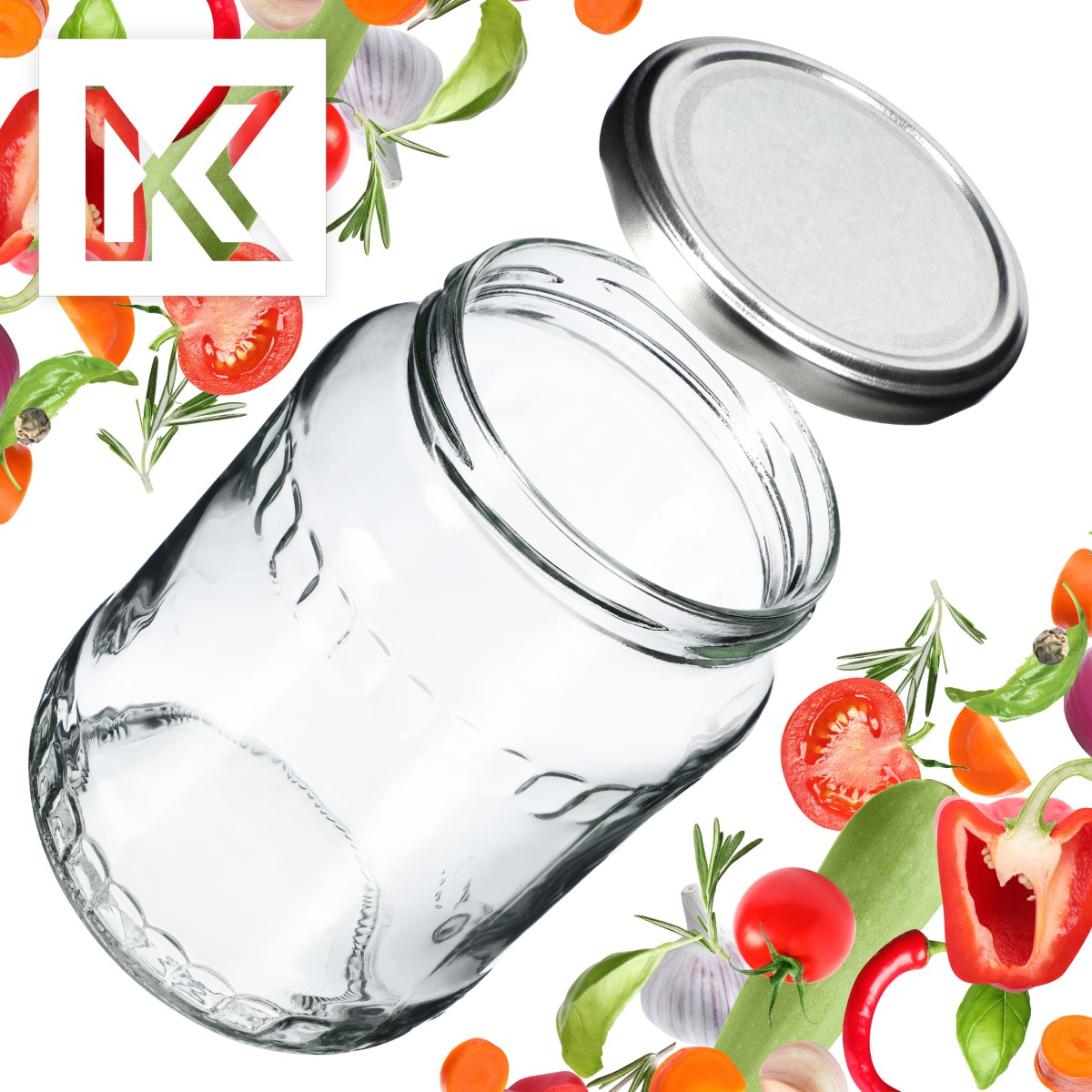 Słoiki na przetwory Jukka 720ml 8szt fi 82 mm + wieczka srebrne