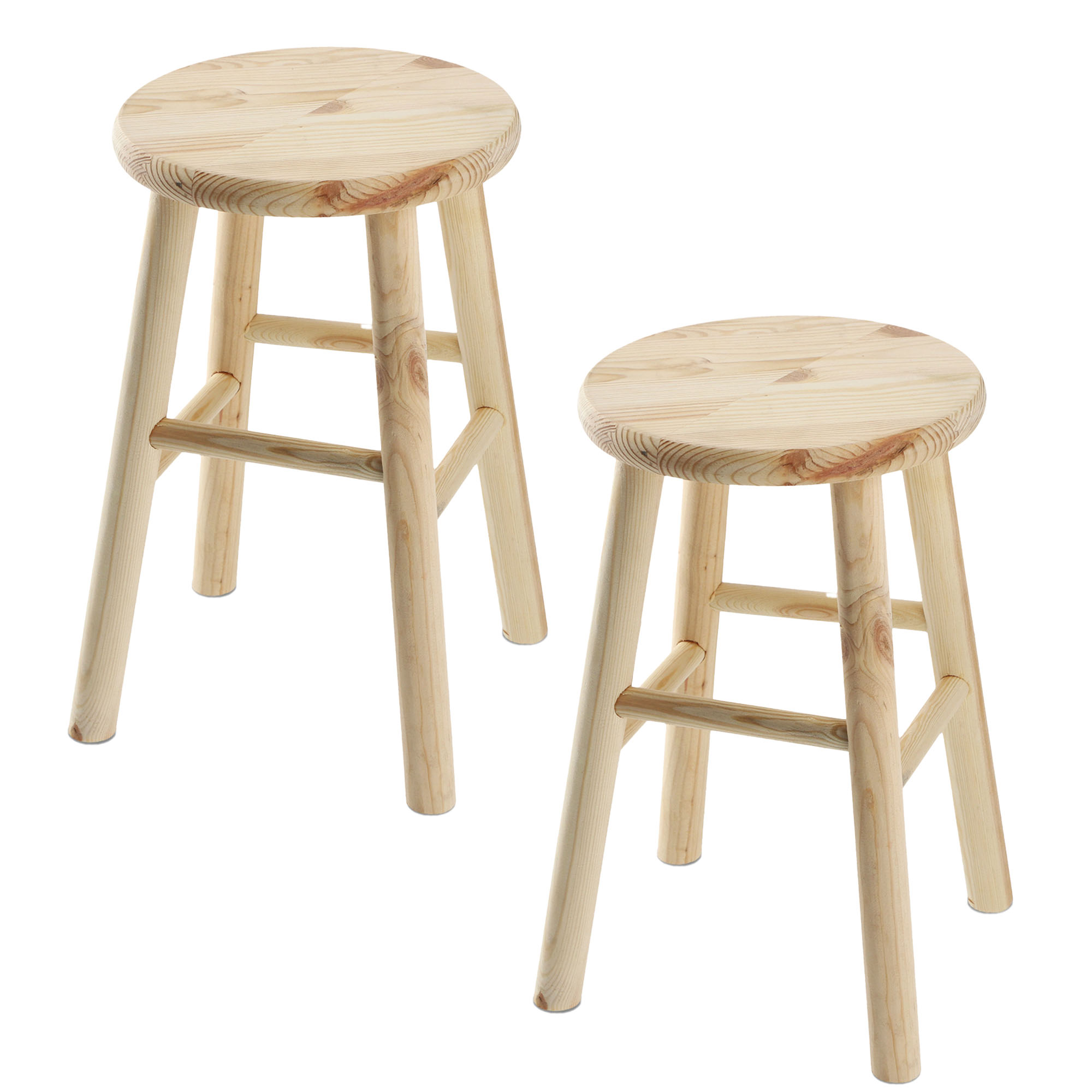 Taboret drewniany okrągły 45 x 28 cm, 2 szt.