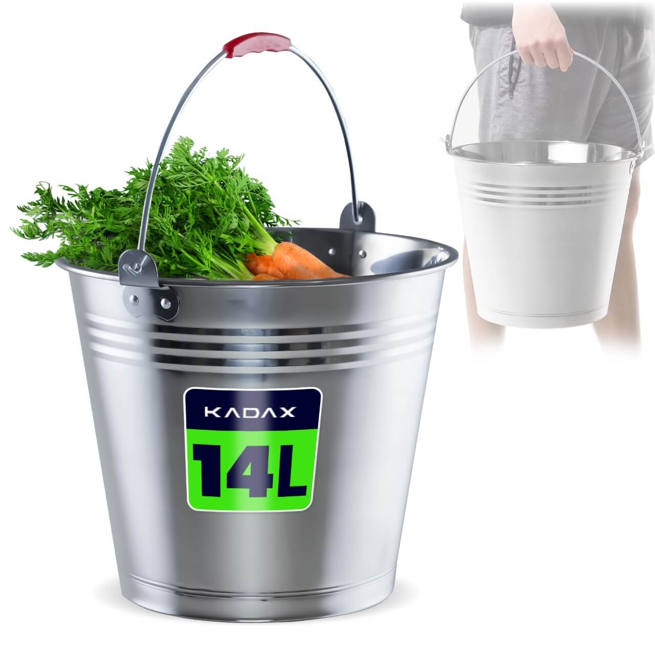 Wiadro nierdzewne Ciney z uchwytem 14L