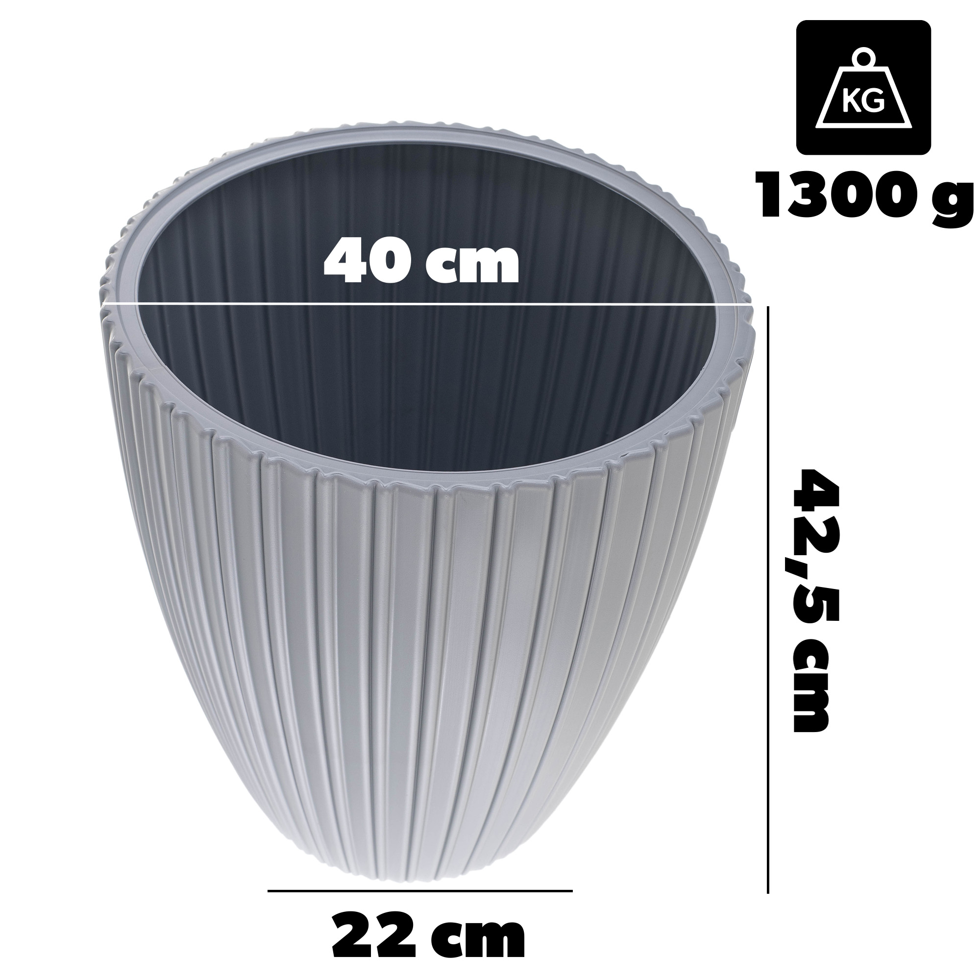 Doniczka na kwiaty Raivael 40 cm platynowa