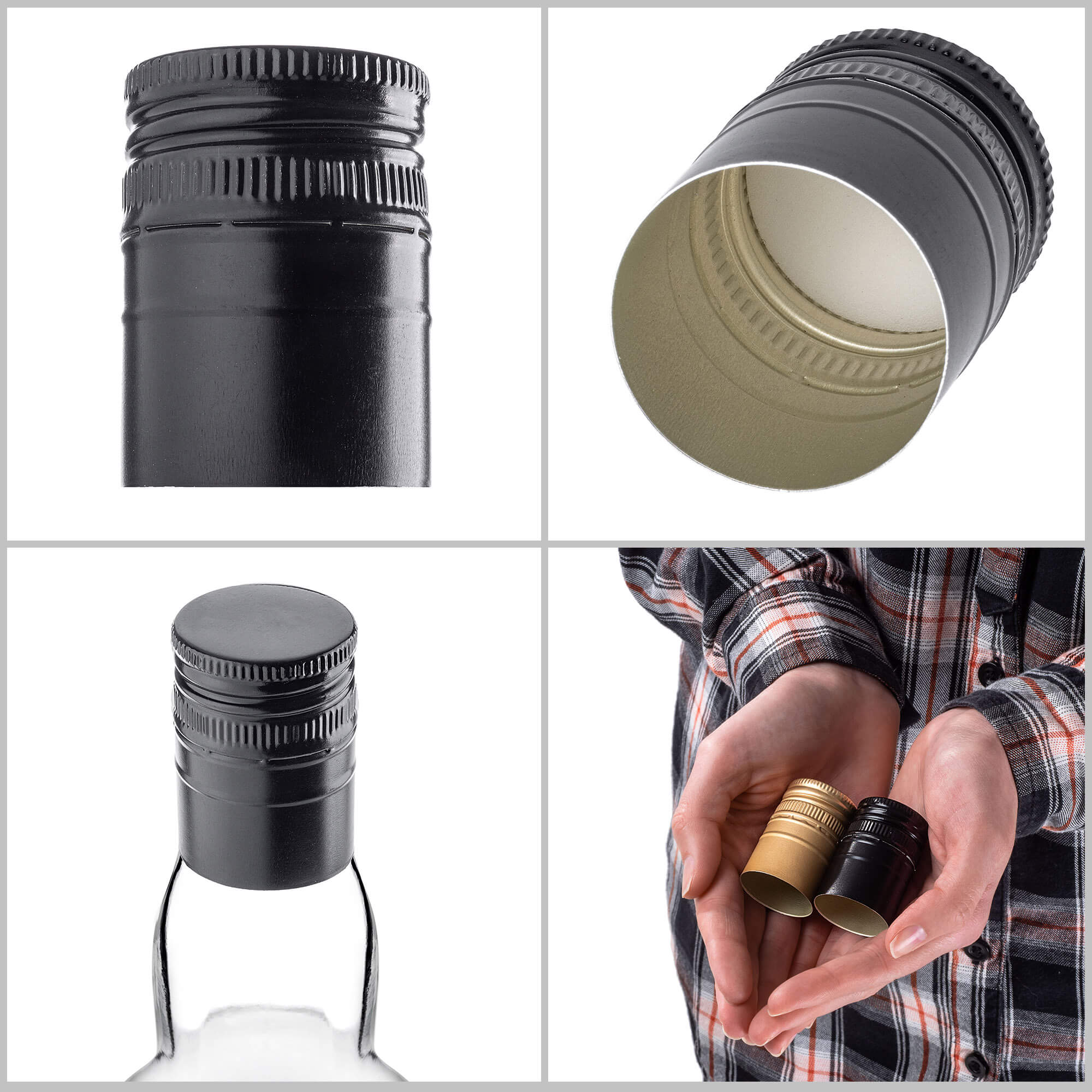 Aluminiowa zakrętka do butelek Annot fi 31.5mm długa czarna 50 szt.