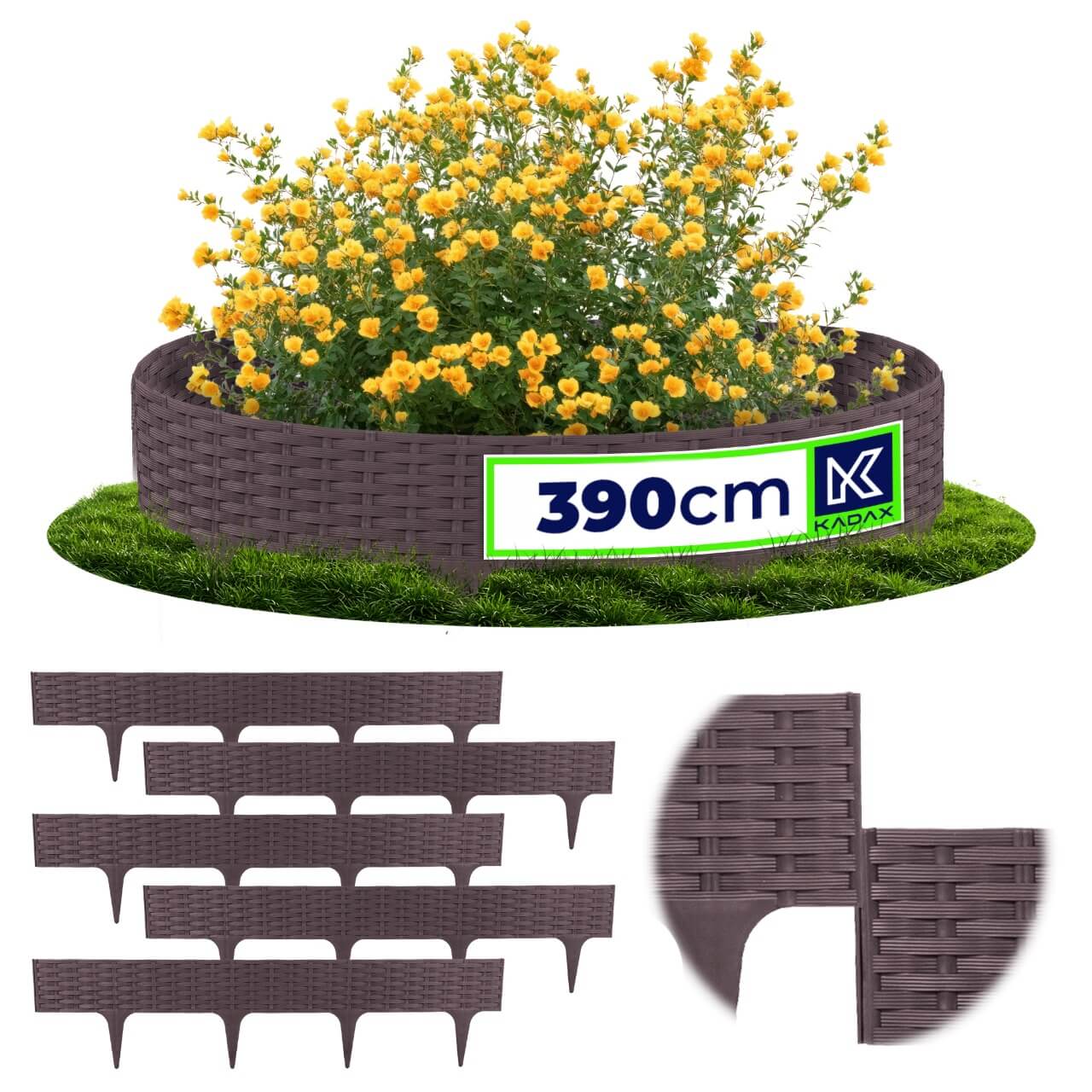 Obrzeże ogrodowe Averton 78 x 9 cm brąz wzór 2. 5 szt.