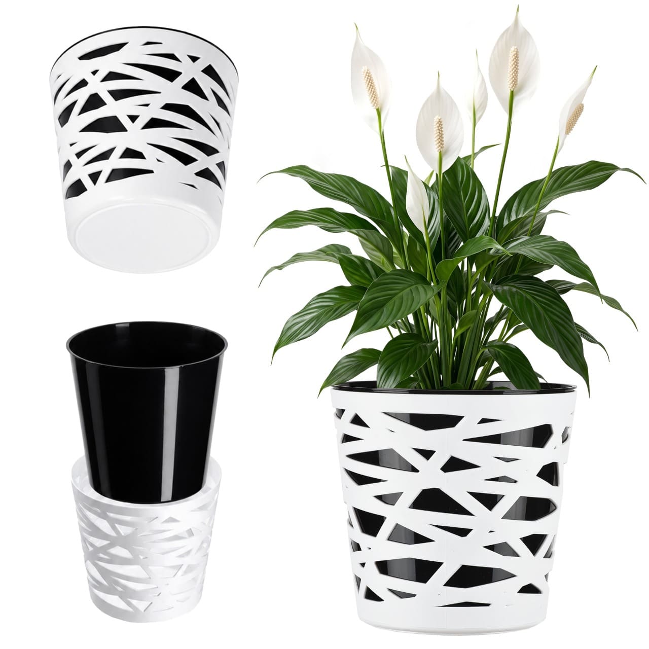Doniczka z wkładem Rusio 13 cm, czarna