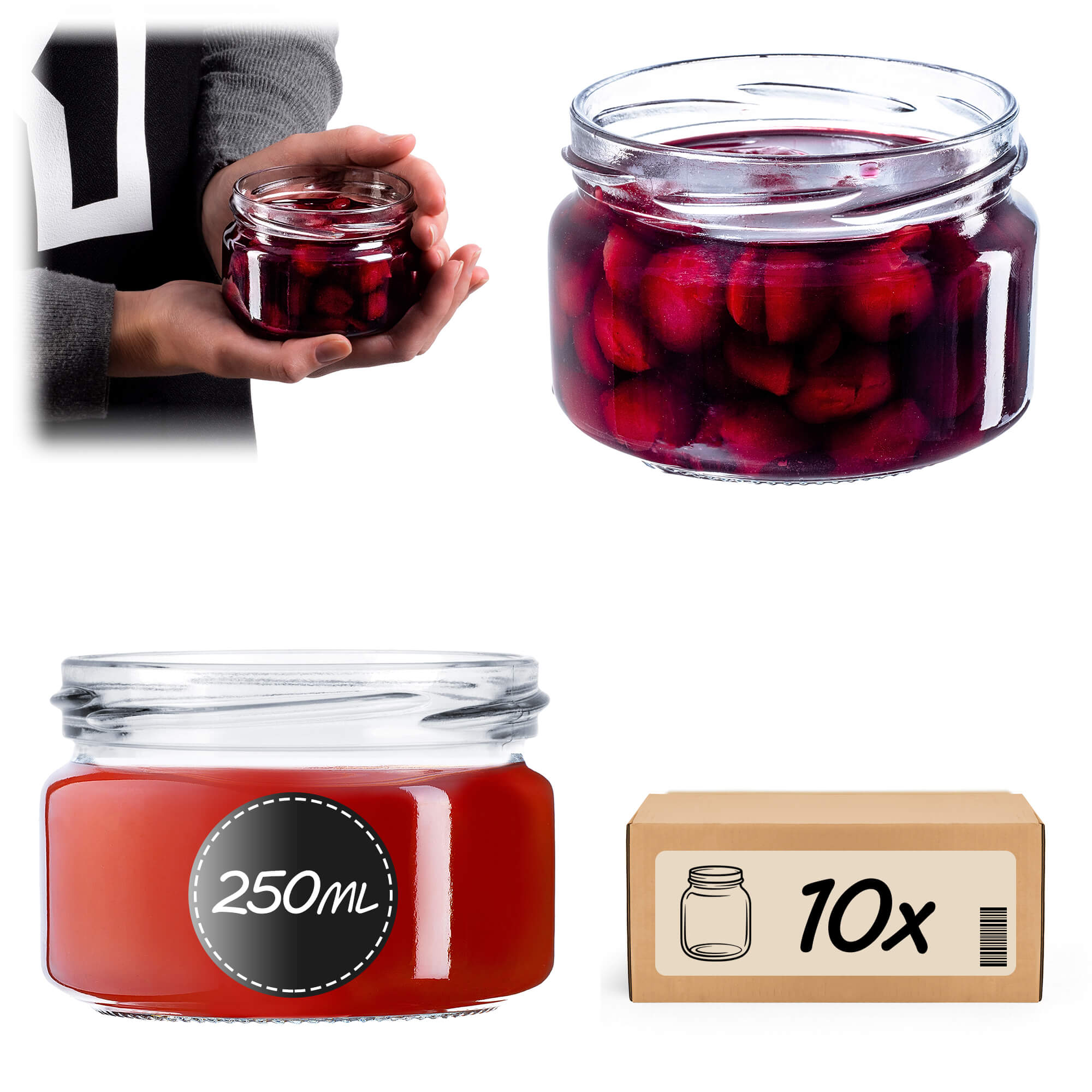 Słoiki na przetwory Denia 250ml 10szt fi 82 mm bez wieczka