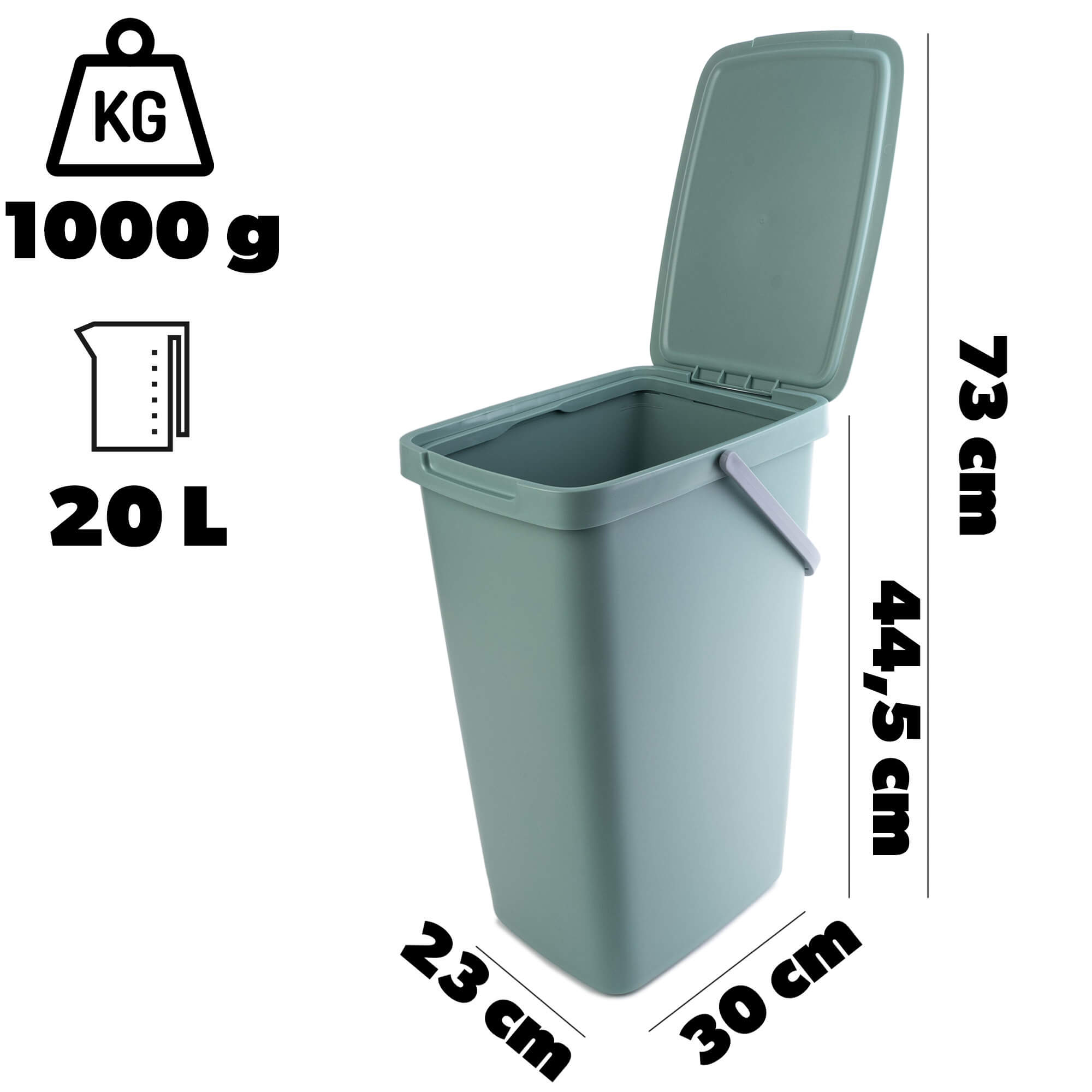 Zestaw koszy na śmieci Salans 20L brąz + zielony + żółty + niebieski
