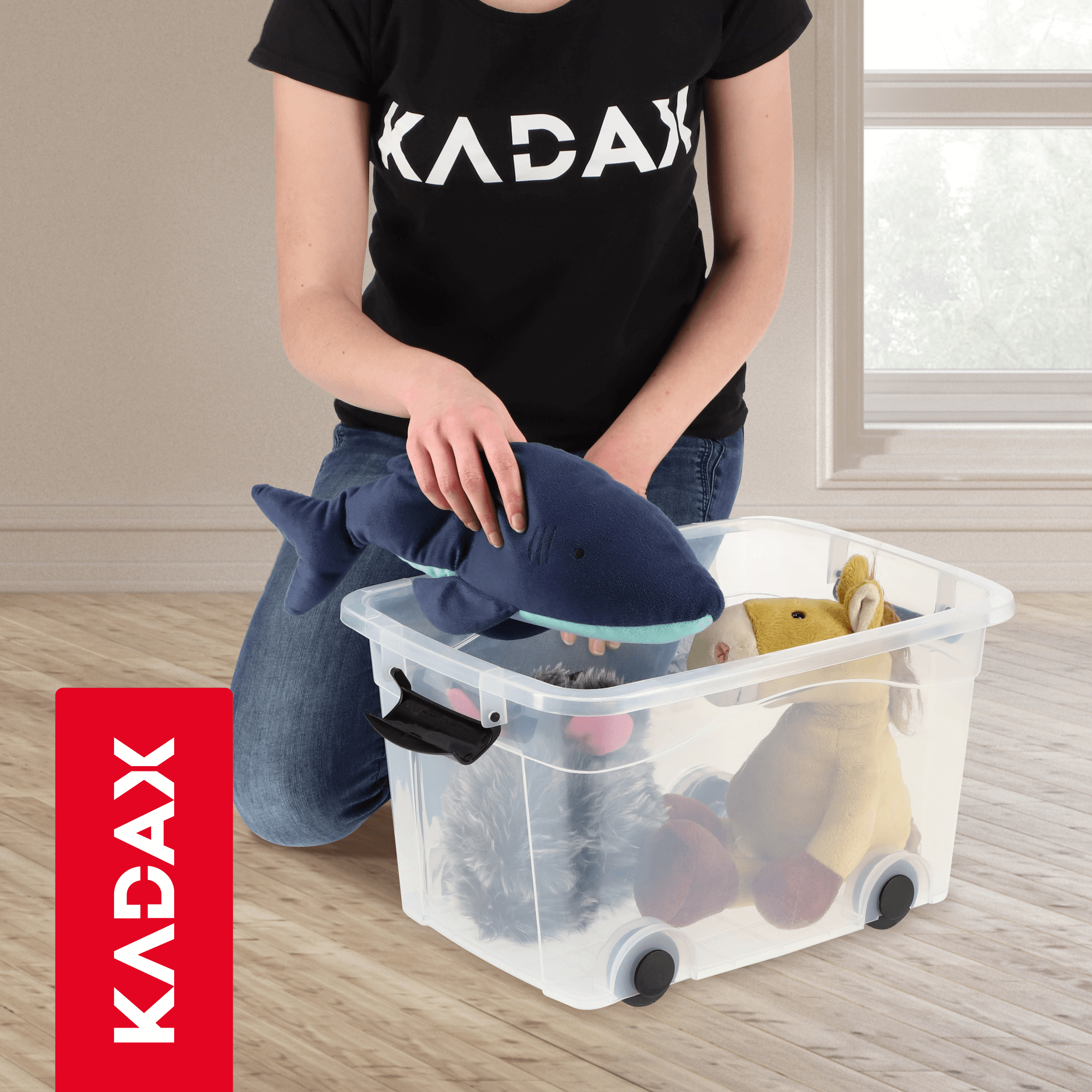 Plastikowy pojemnik na kółkach Vado 40L, transparentny