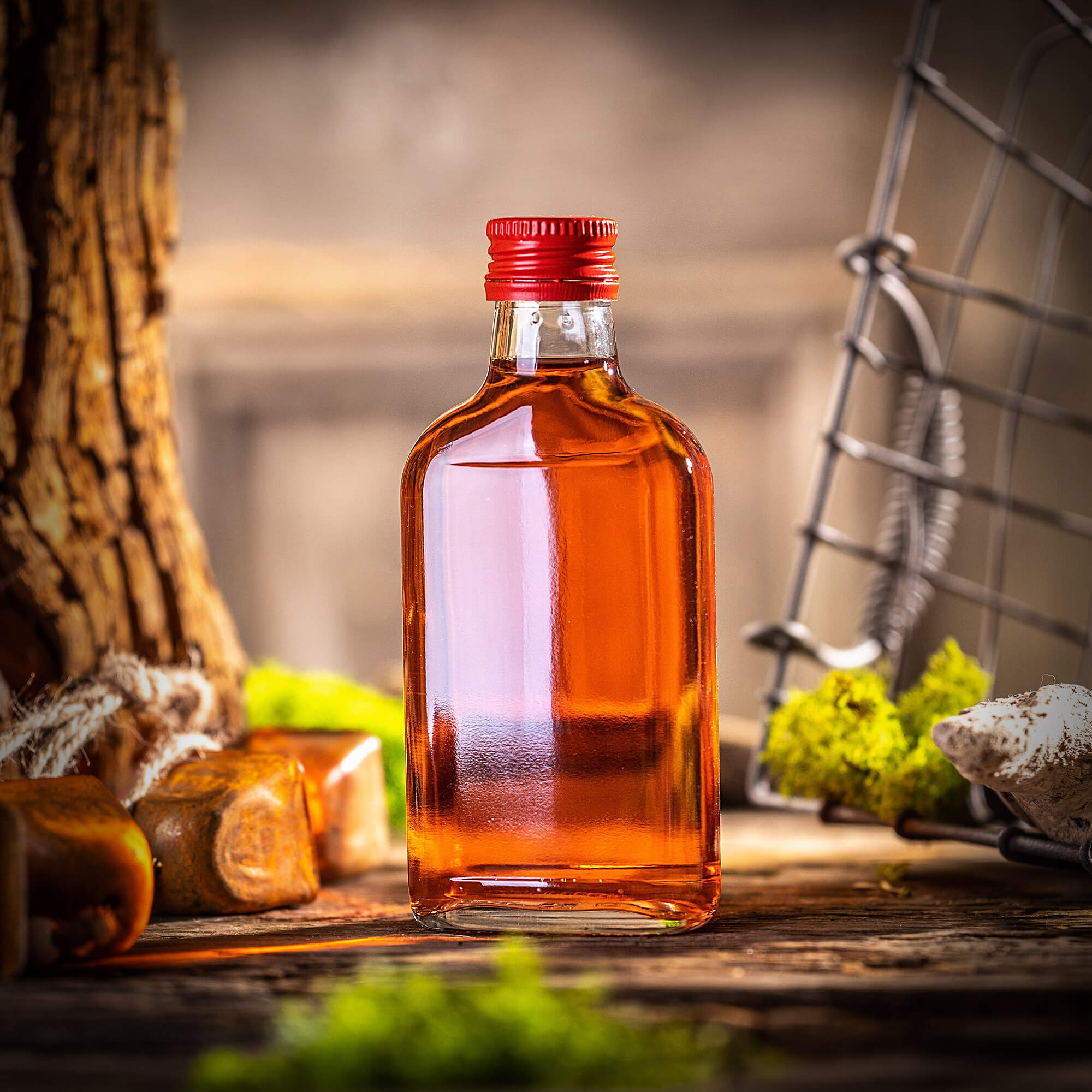 Butelka piersiówka Viane 200ml z czerwoną zakrętką 50 szt.