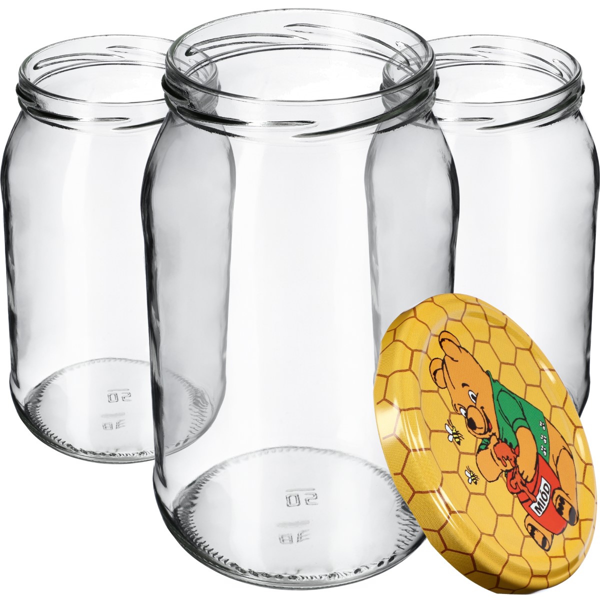 Słoiki na przetwory Niva 760ml 16szt fi 82 mm + wieczka "Miód"