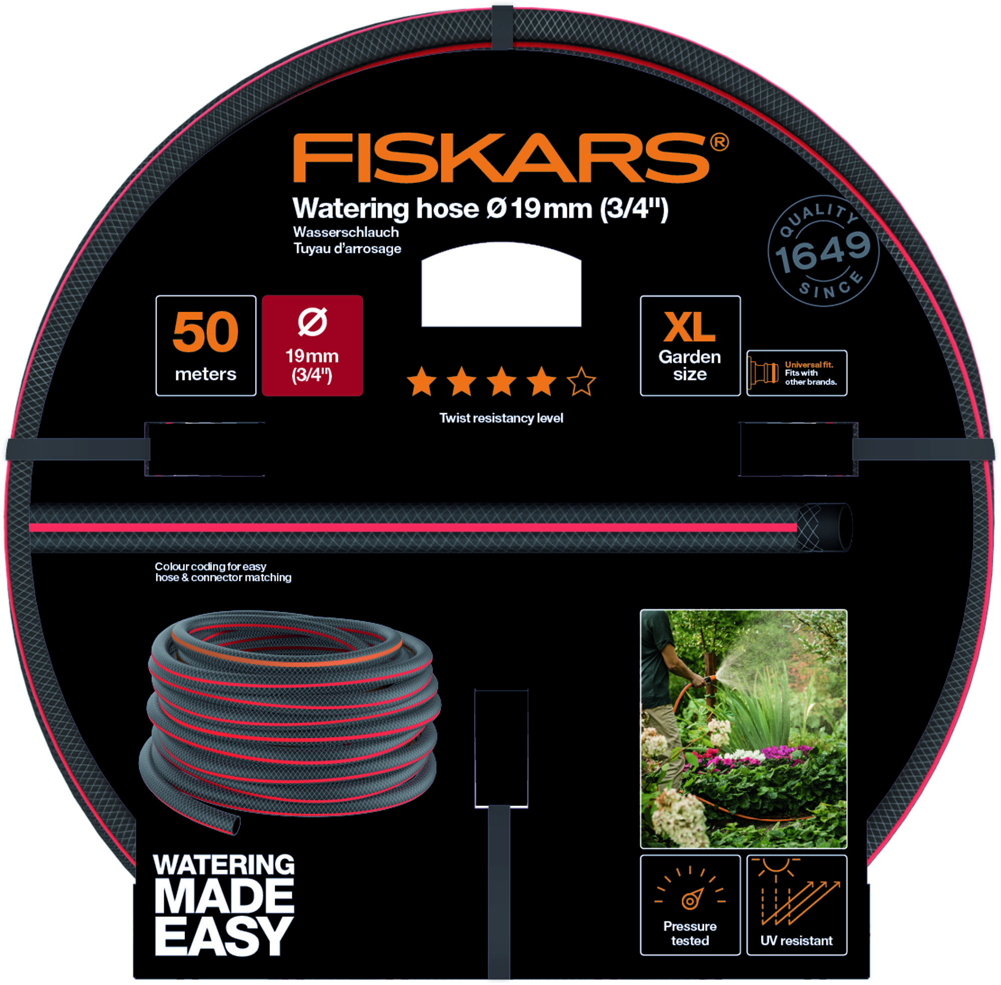 Fiskars 1027111 Wąż ogrodowy 19 mm (3/4”) 50 m – Q4
