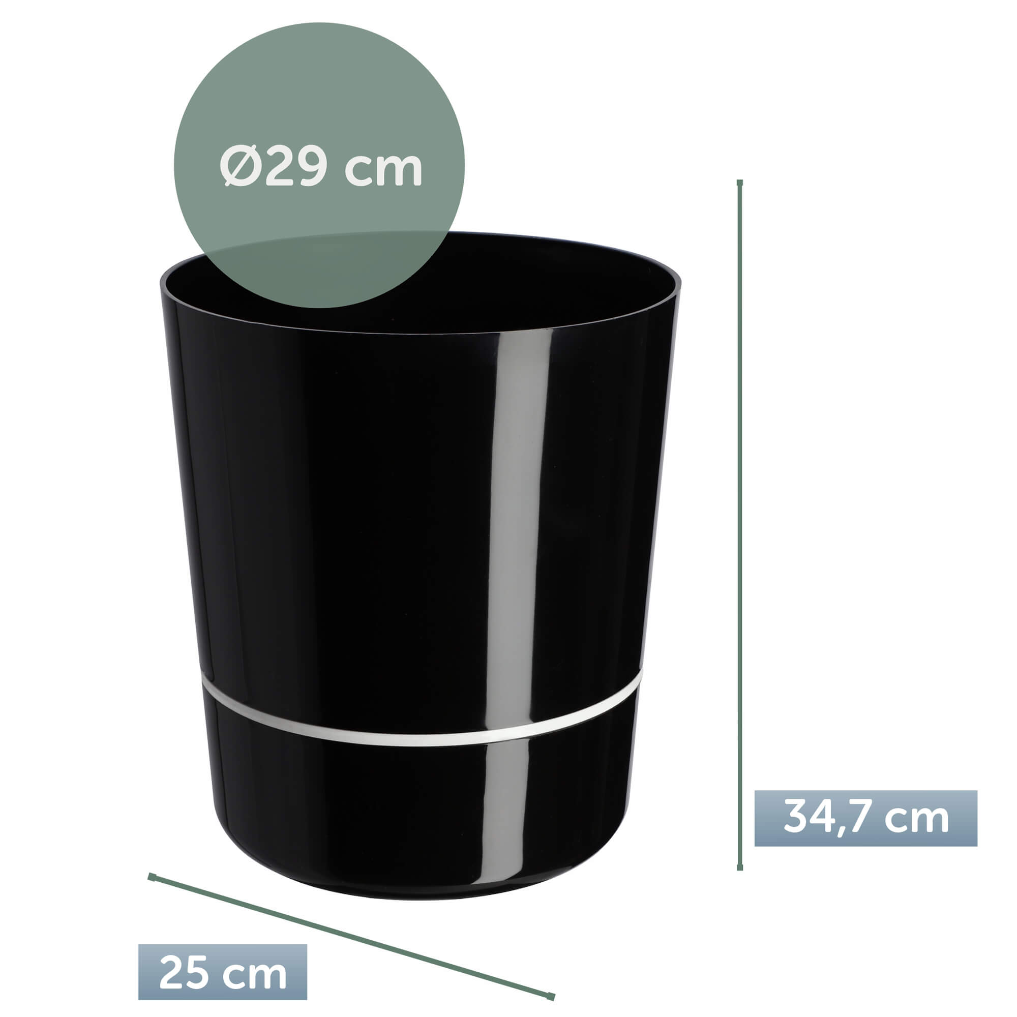 Doniczka na kwiaty okrągła Chisa 29 cm, czarna
