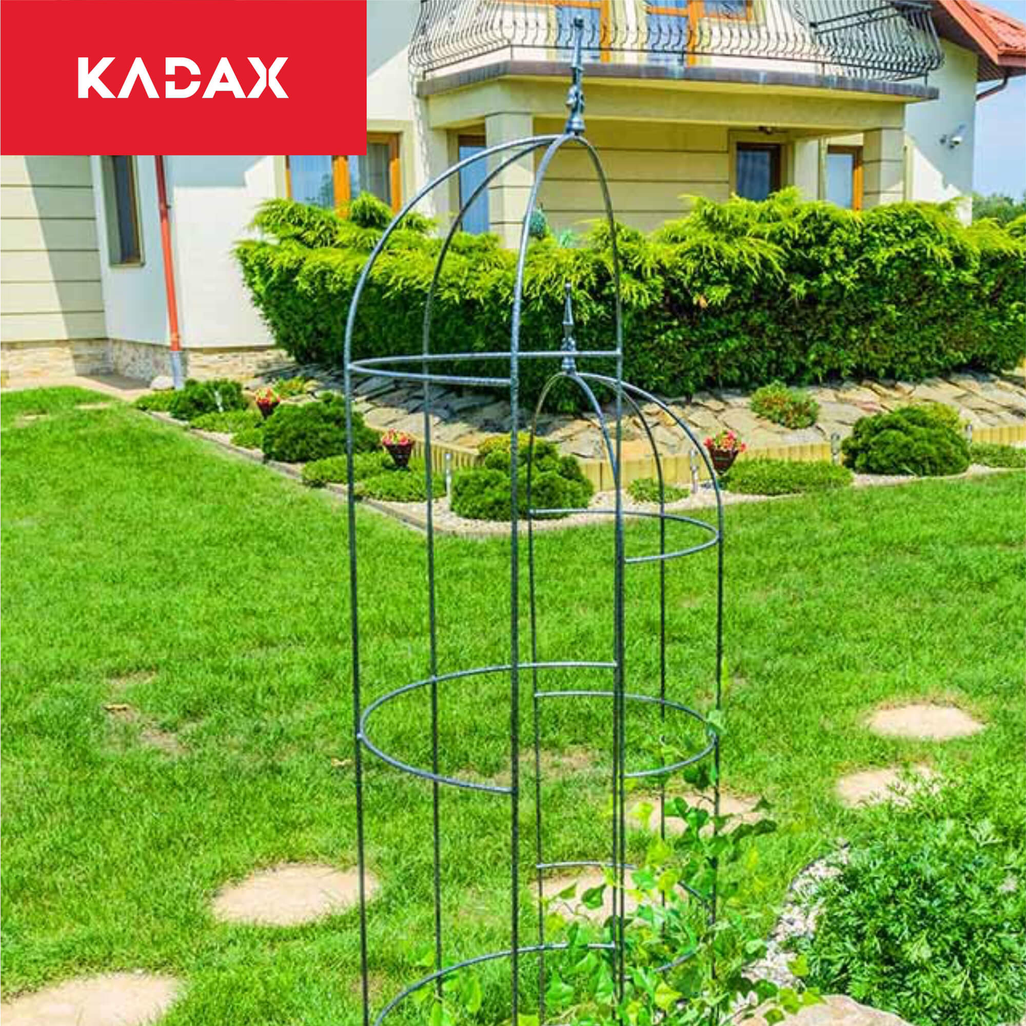 Obelisk ogrodowy na kwiaty metalowy 41 x 150 cm