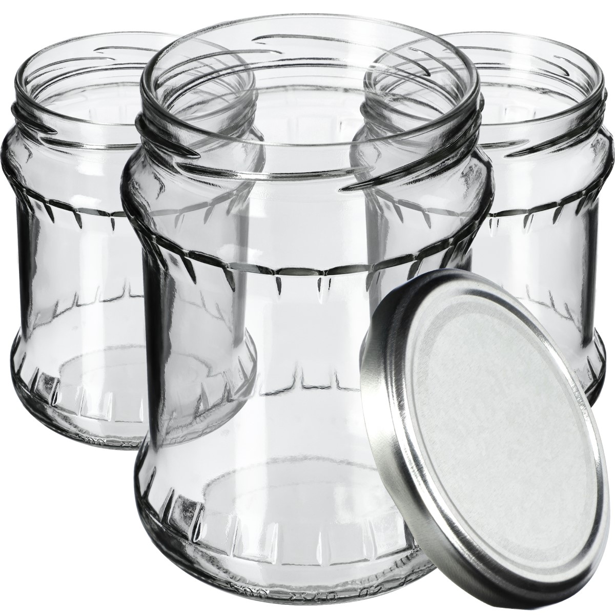 Słoiki na przetwory Kisko 500ml 48szt fi 82 mm + wieczka srebrne
