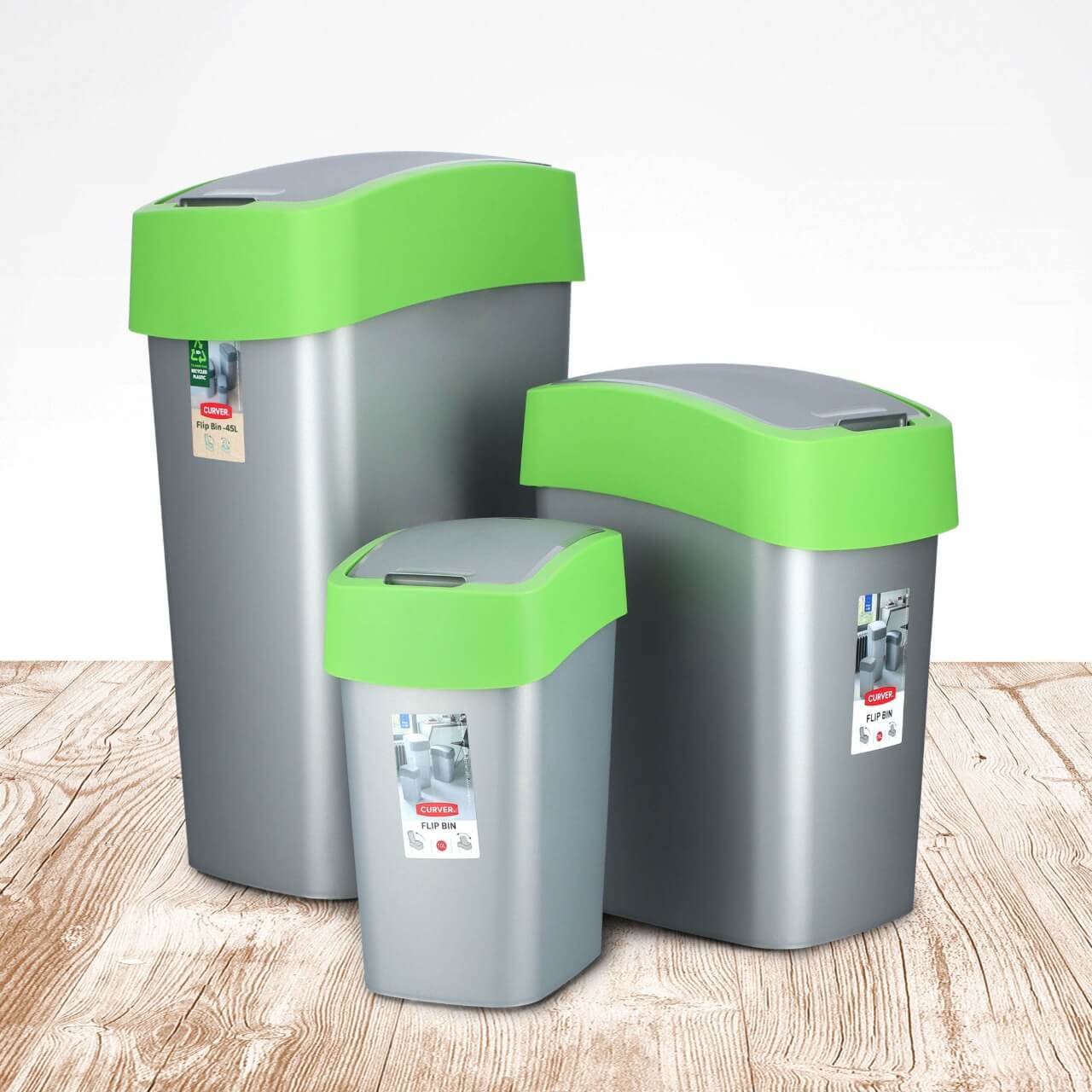 Kosz na śmieci Curver Flip Bin 25L, zielony