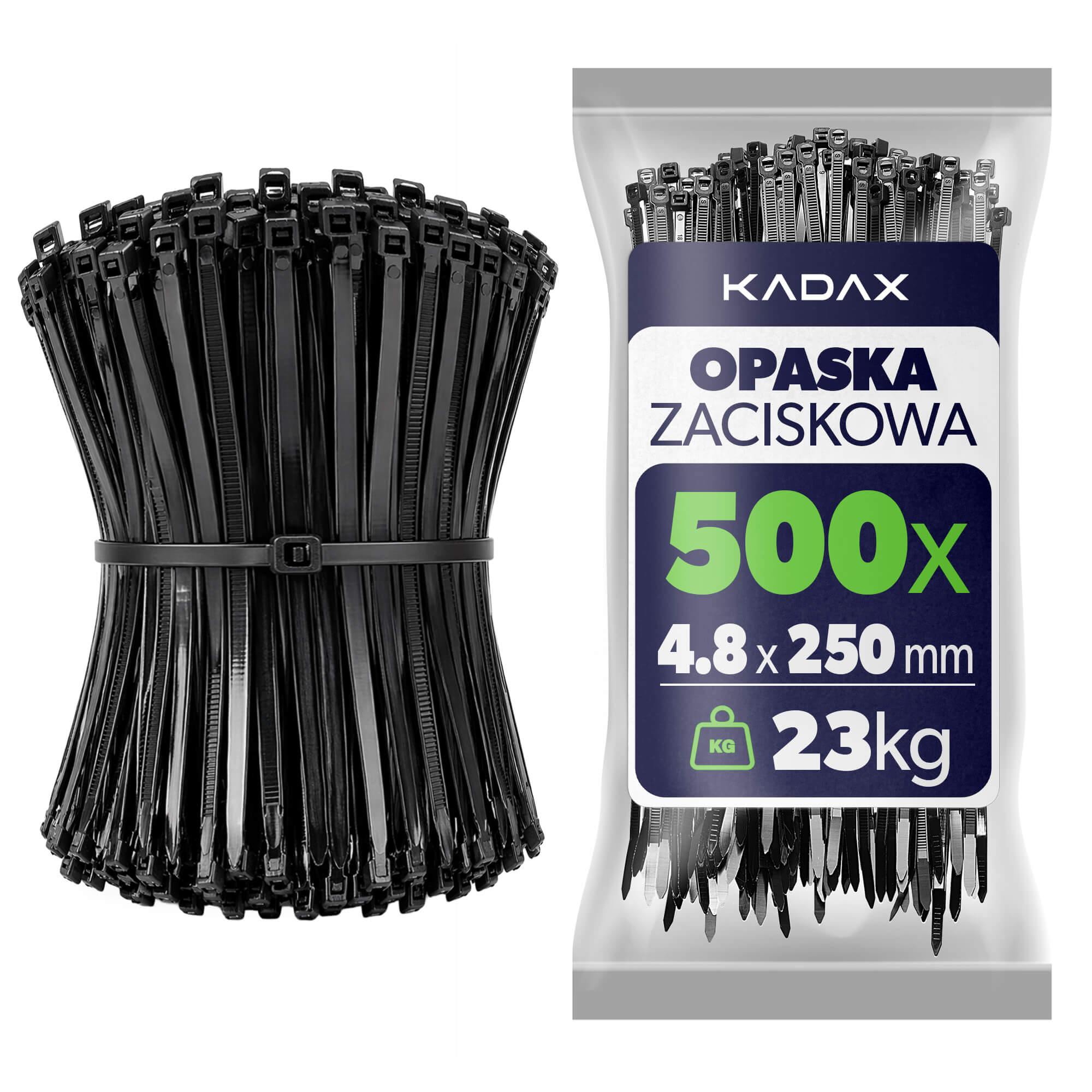 Opaski zaciskowe Maurens 250 x 4.8 mm czarne 500 szt.