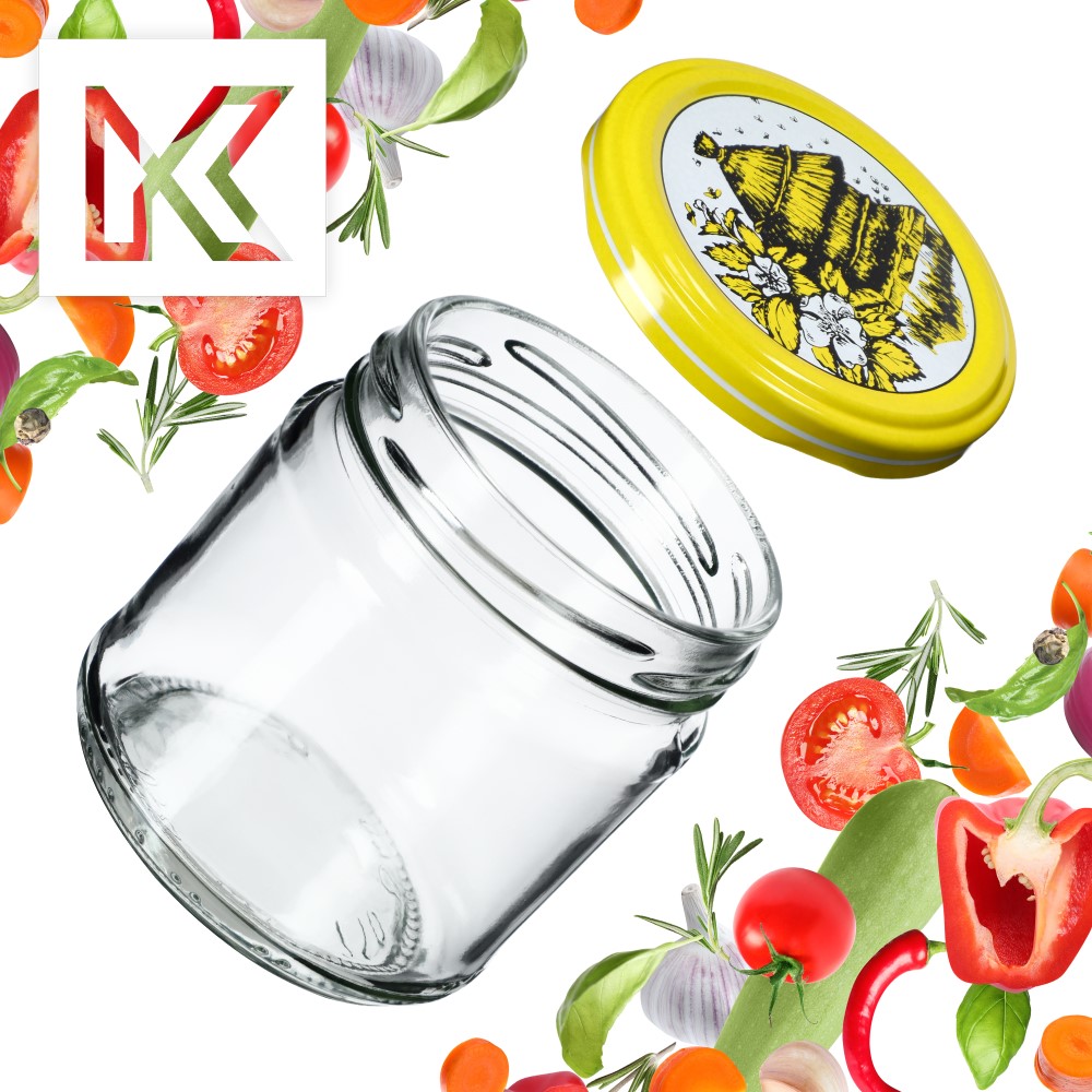 Słoiki na przetwory Lerma 200ml 20szt fi 66 mm + wieczka "Pszczoły"
