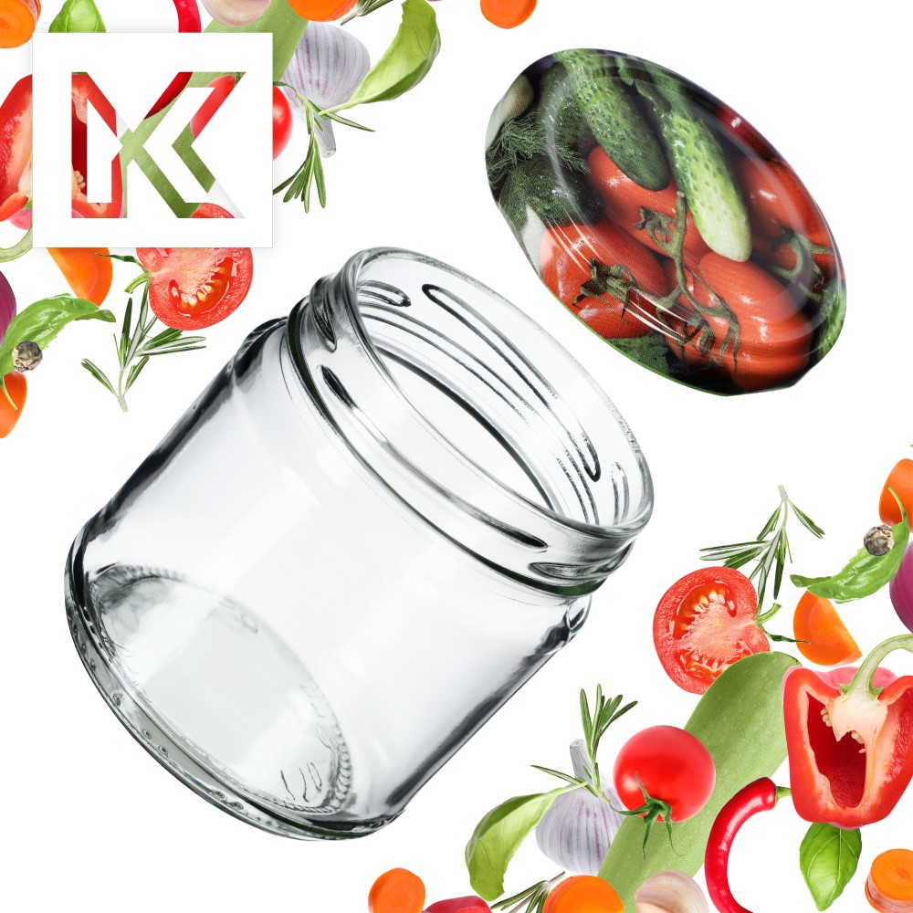 Słoiki na przetwory Lerma 200ml 50szt 66mm + wieczka "Warzywa"