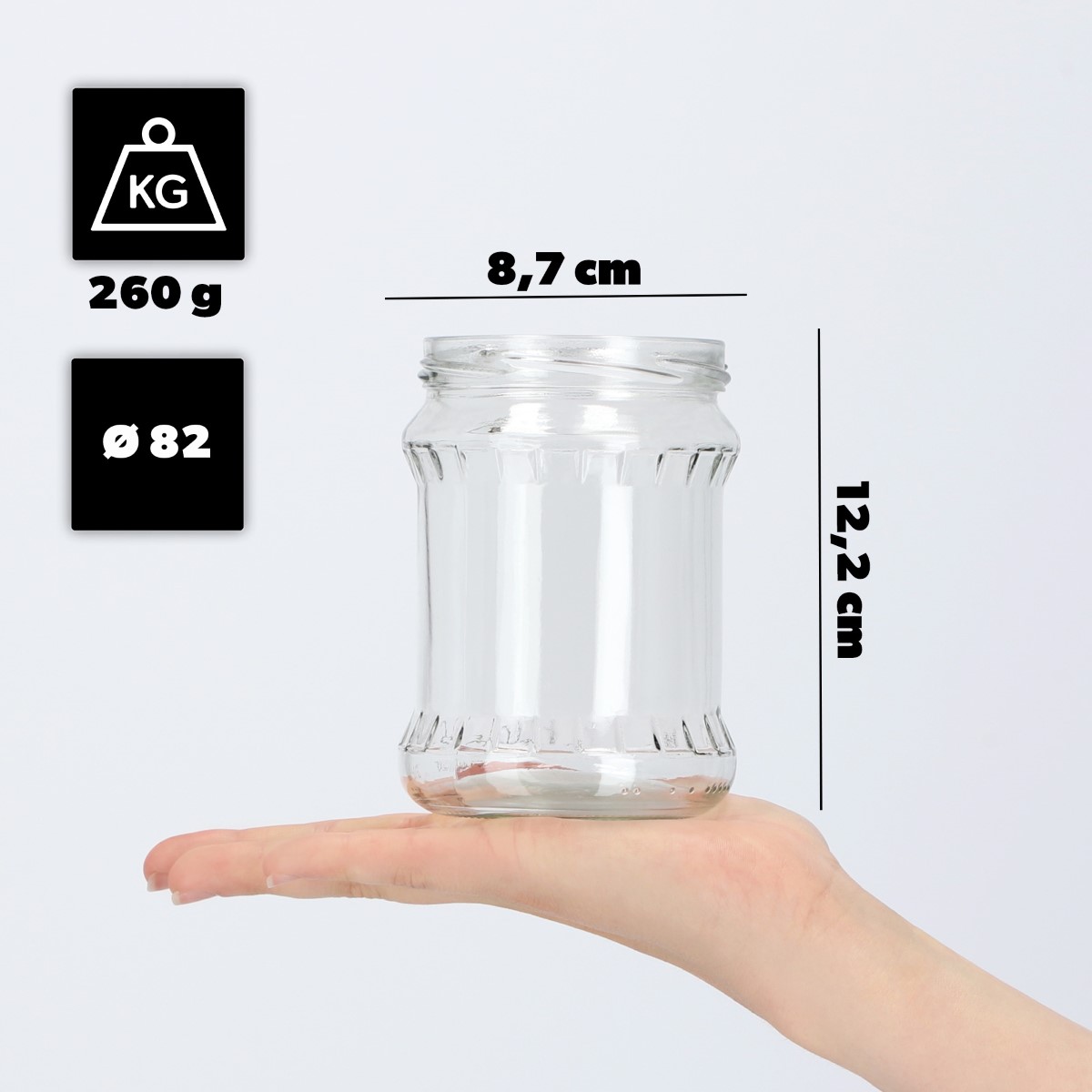 Słoiki na przetwory Kisko 500ml fi 82 mm 8szt + wieczko Bolesławiec