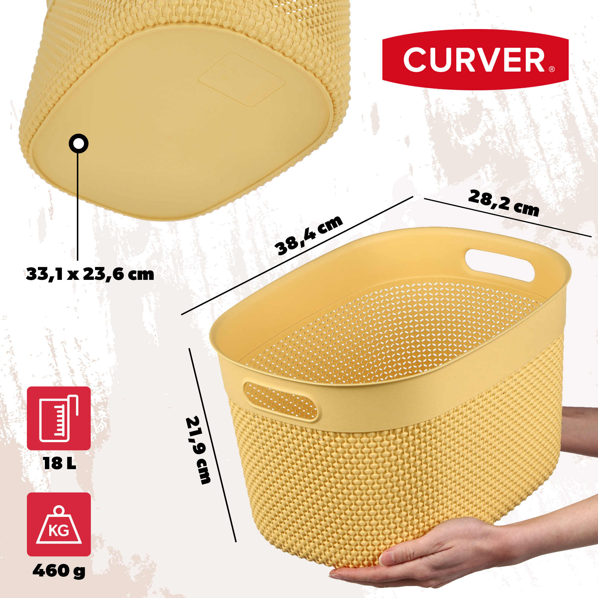 Koszyk prostokątny 18L Curver Filo, żółty