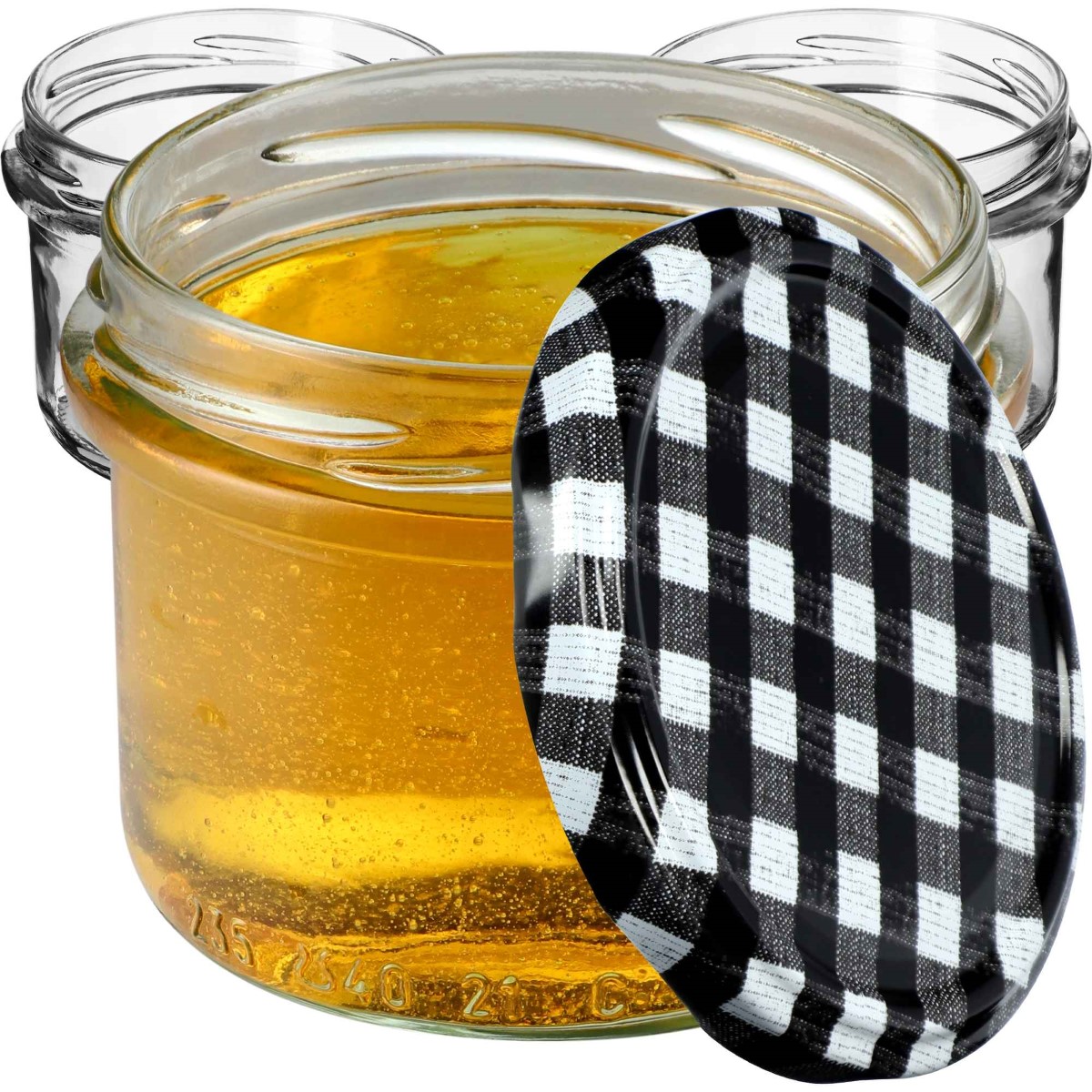 Słoiki na przetwory Tartu 235ml 100szt fi 82 mm + wieczka "Czarna krata"