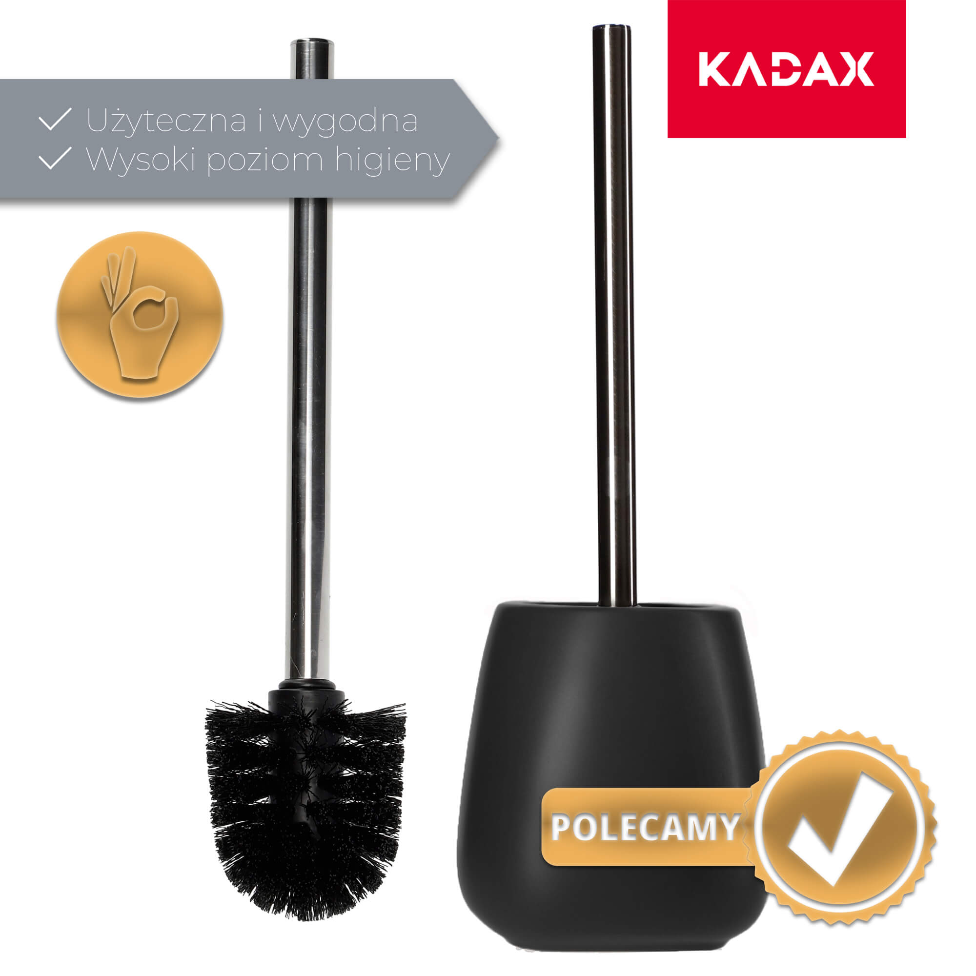 Szczotka do WC Palmi z pojemnikiem 36 cm, czarna